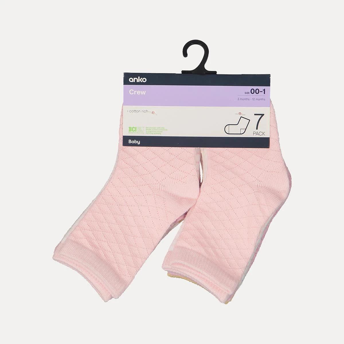 2 7 Pack Crew Socks Floral A, 2 of 3