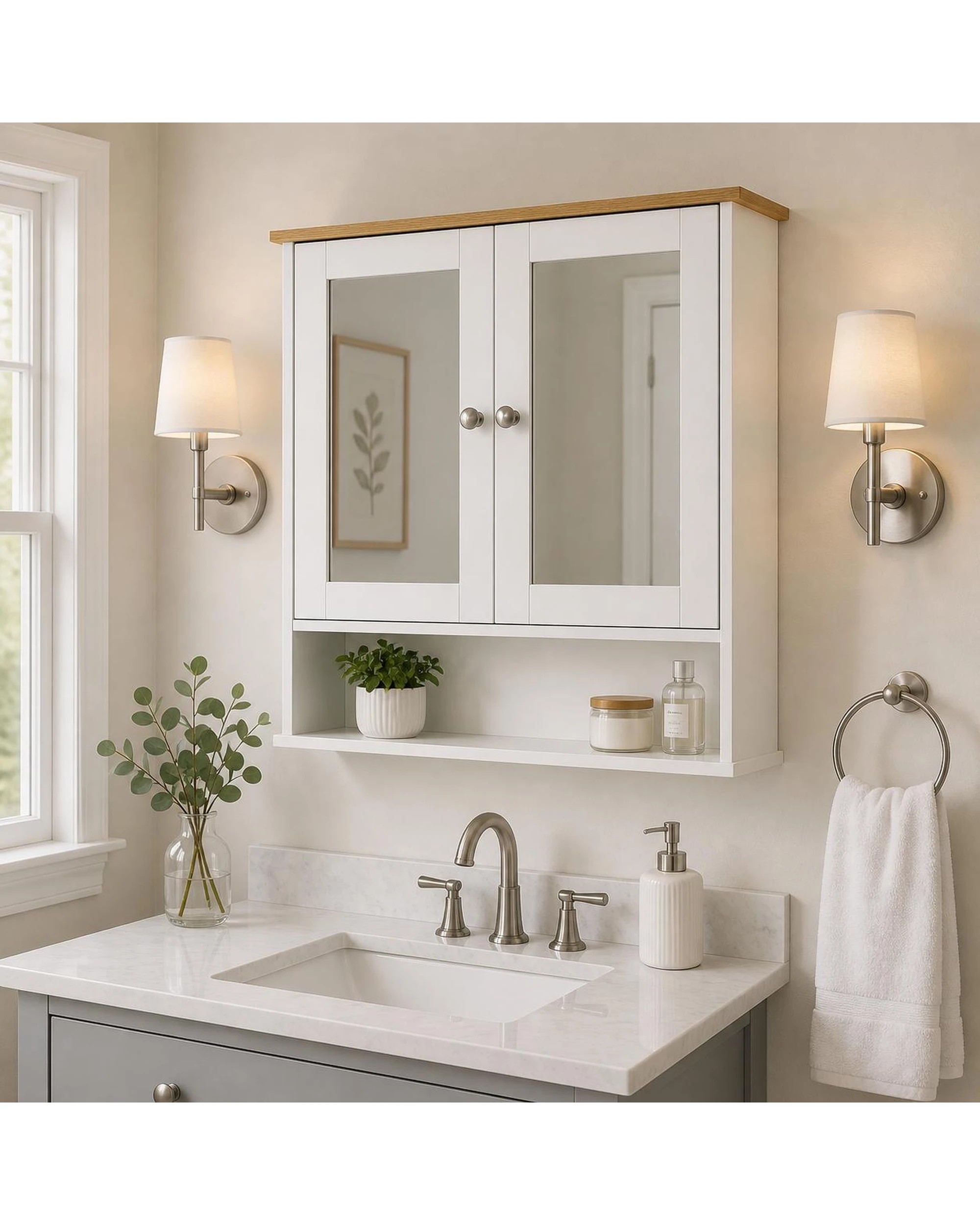 10 Auston Double Door Mirrored Bathroom Cabinet, 10 of 10