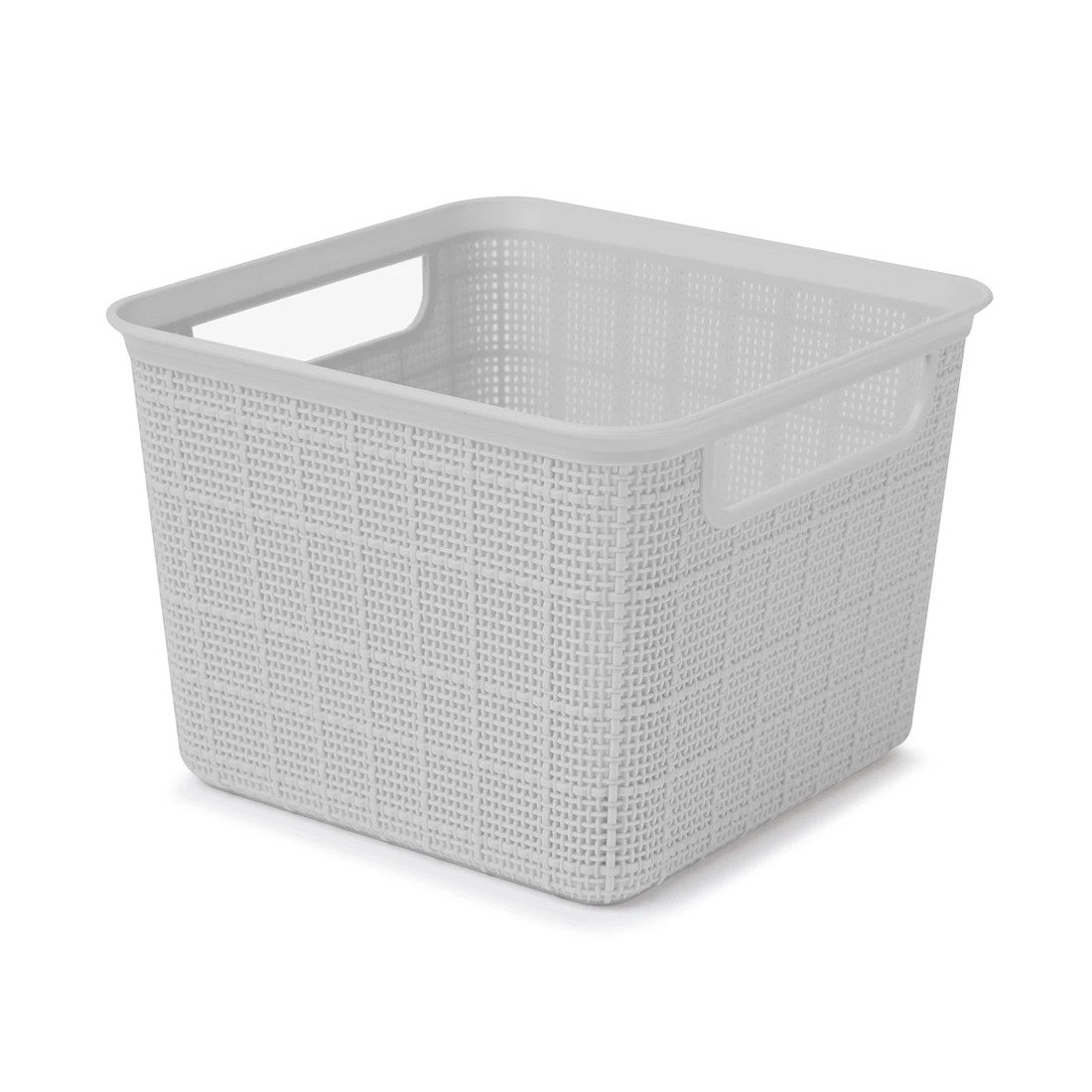 2 3.5L Square Linen Weave Basket - Grey, 2 of 7