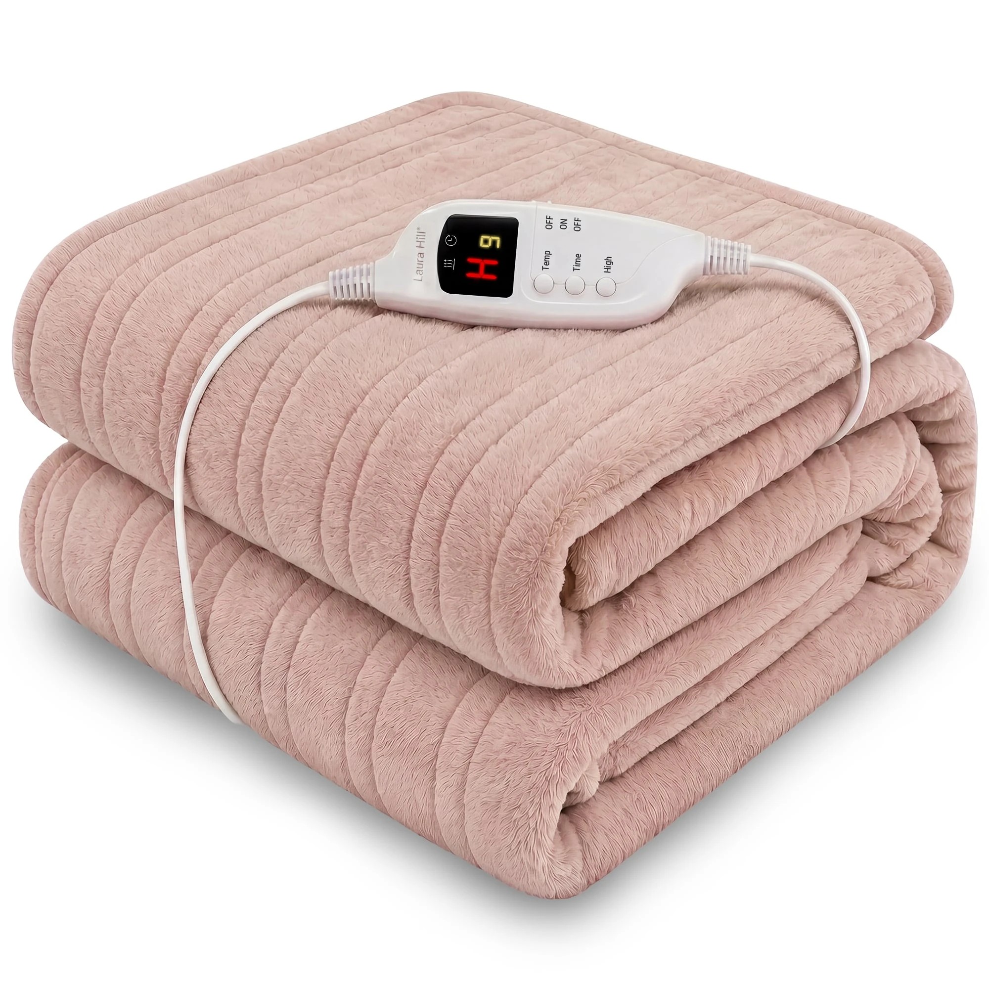 6 Laura Hill Electric Heated Blanket Throw Soft Coral Fleece 9 Heat Settings - Pink, 6 of 8