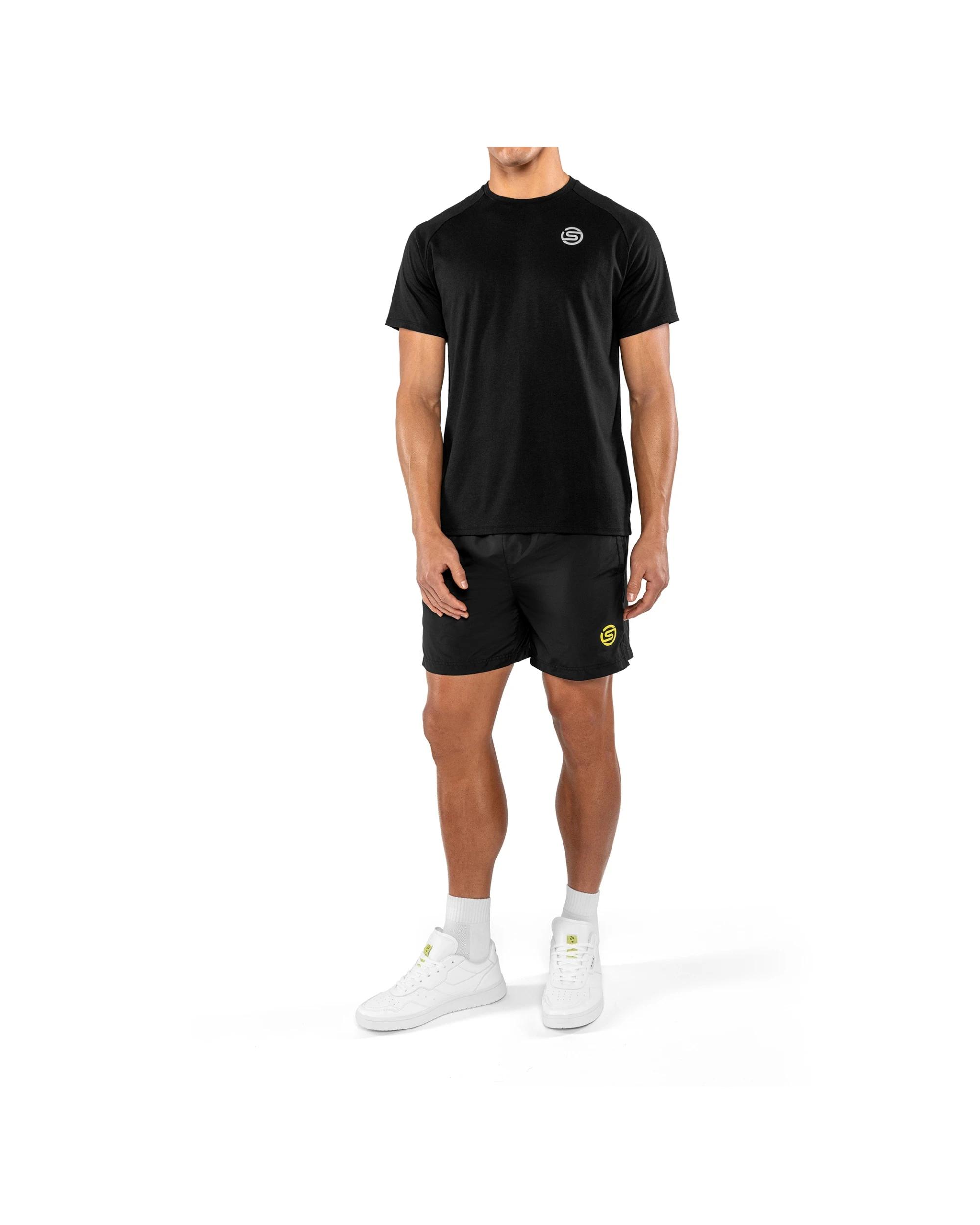4 SKINS Activewear Mens Raglan Sleeves Polyester Tee Lightweight BLACK, 4 of 4