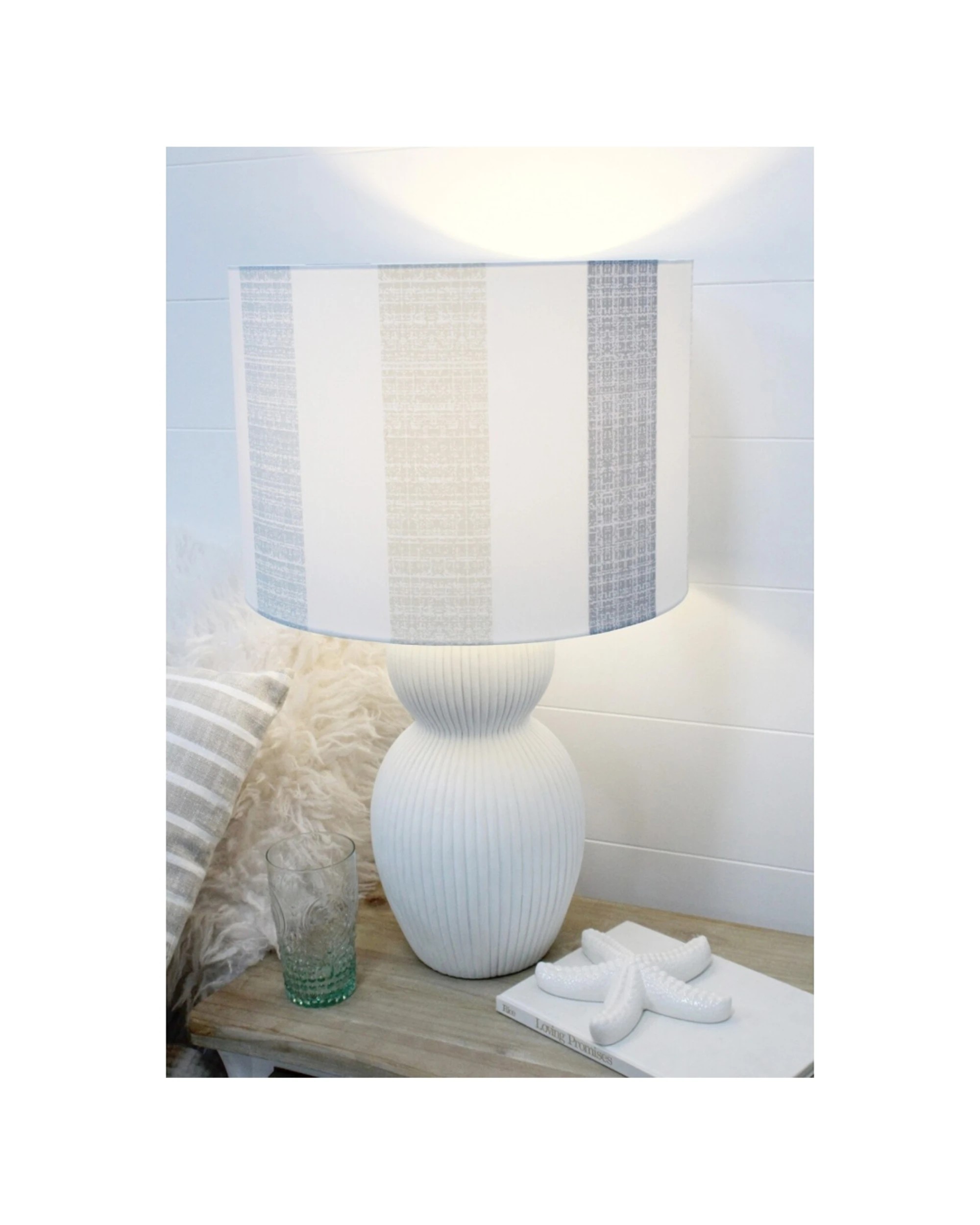 2 LVD Newport Striped Drum Double-Gourd Base Table Lamp Home Decor Polyresin 40.5x40x5x66cm - Multi, 2 of 3