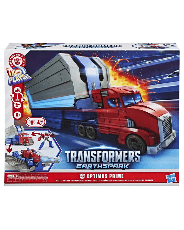 13cm Transformers EarthSpark Optimus Prime Battle Trailer Truck to Pla