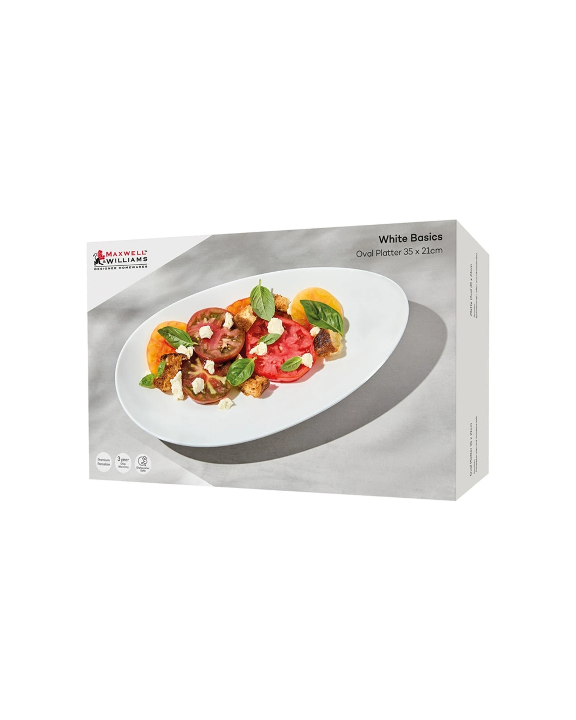 3 Maxwell & Williams White Basics Oval Ceramic Platter Gift Boxed 35x21cm - White, 3 of 4