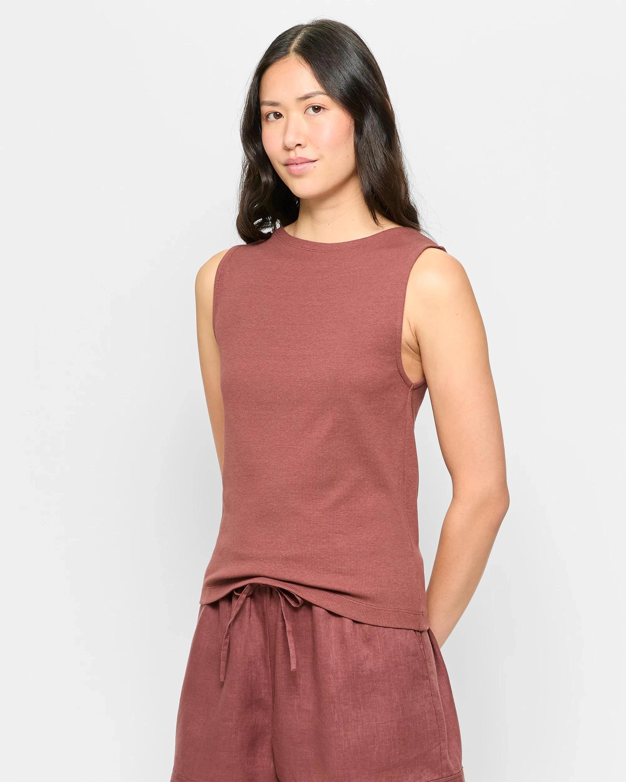 3 Target Soft Touch Boat Neck Rib Tank Top CAROB, 3 of 5