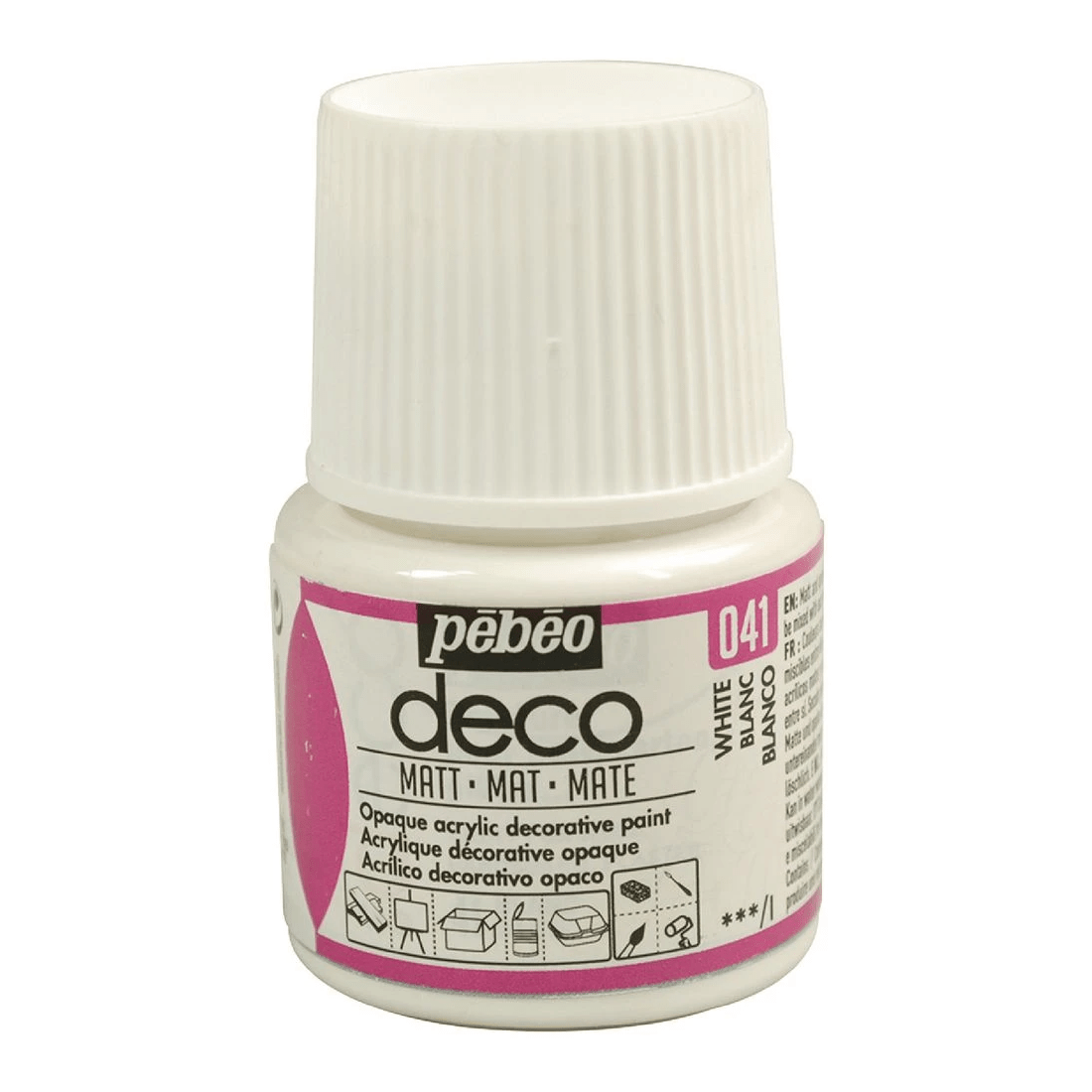 1 Pebeo Deco Acrylic Paint Matte 45mL White, 1 of 1