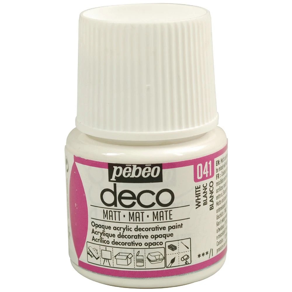 1 Pebeo Deco Acrylic Paint Matte 45mL White, 1 of 1