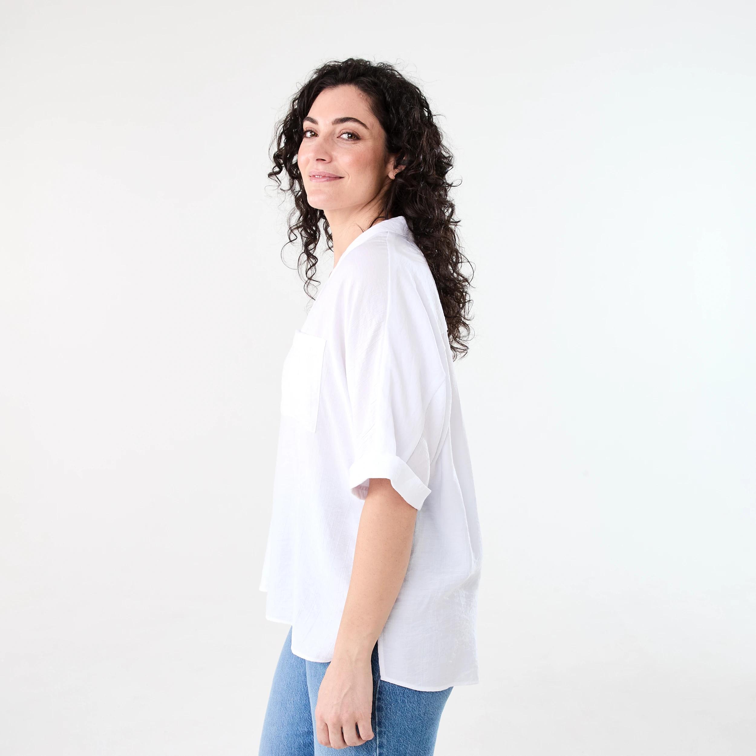 2 Short Sleeve Dolman Shirt WHITE, 2 of 7