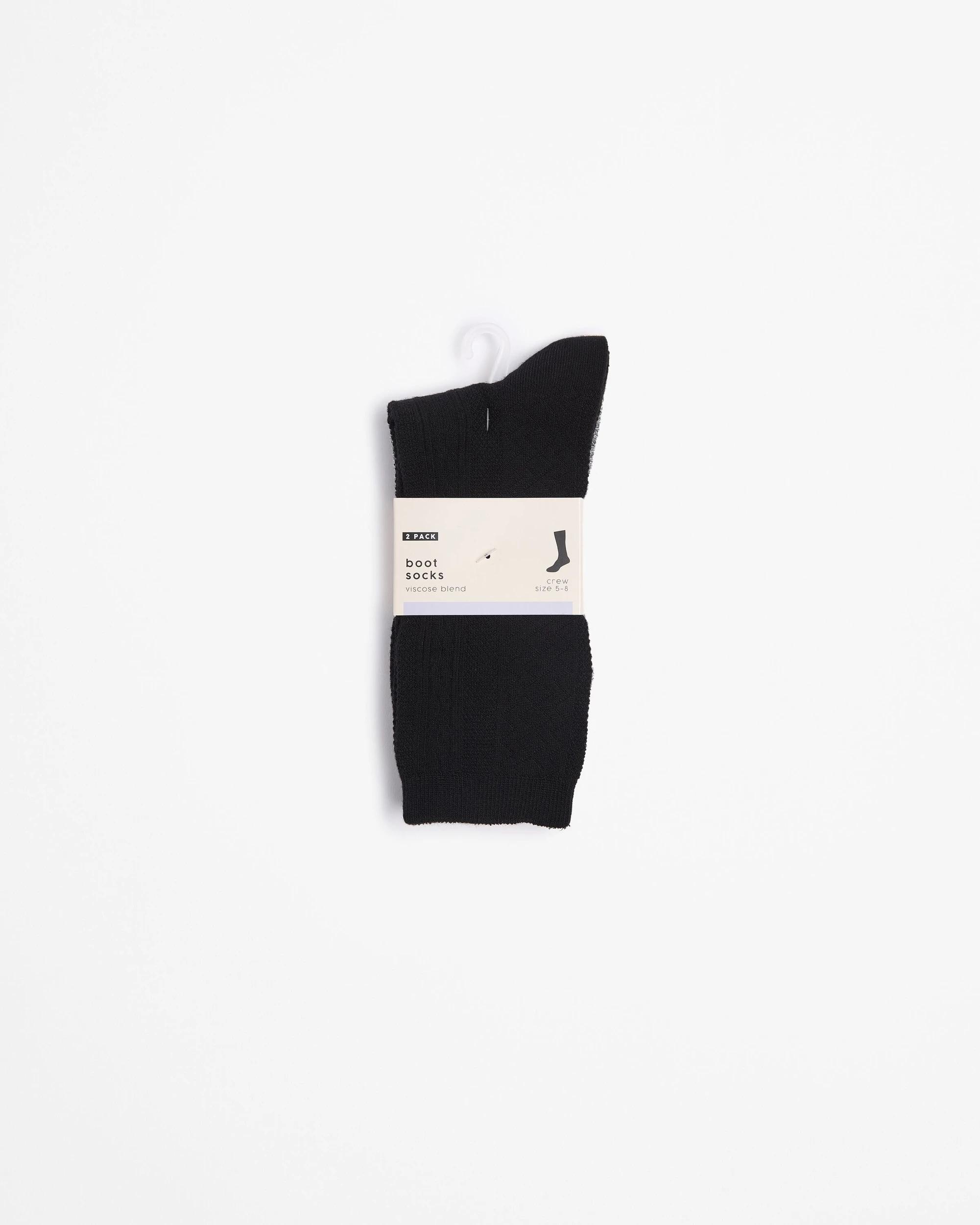3 Target Woman Bamboo 2 Pack Cable Boot Socks BLACK, 3 of 3