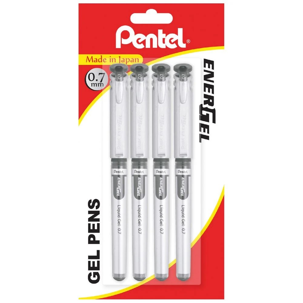 1 Pentel Energel BL17 Gel Pens 0.7mm Black 4 Pack, 1 of 2