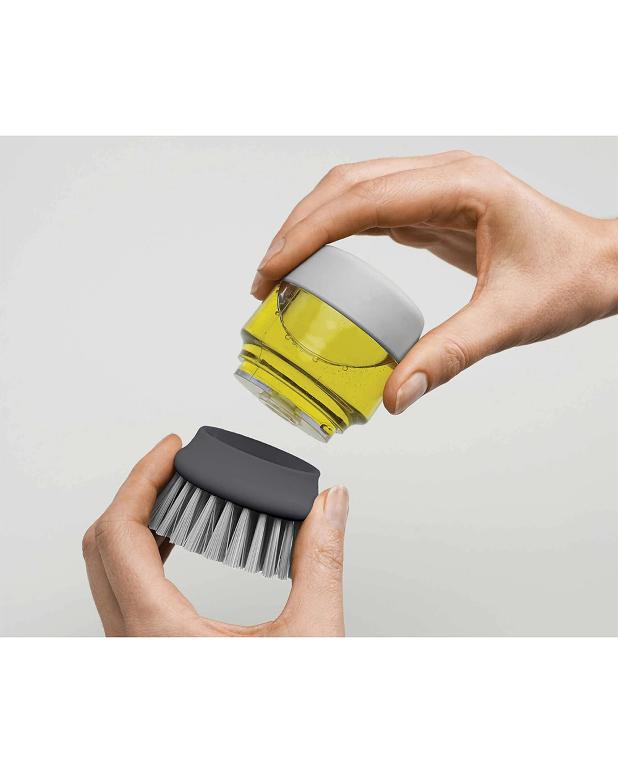 4 Joseph Joseph Palm Scrub 13.5cm Washing-Up Brush With Soap Reservoir Stand - Grey, 4 of 6