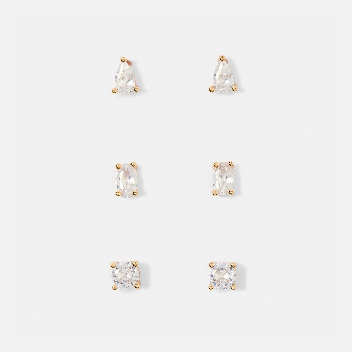 1 3 Pack Gold Plated Stacking Earrings Gold, 1 of 5