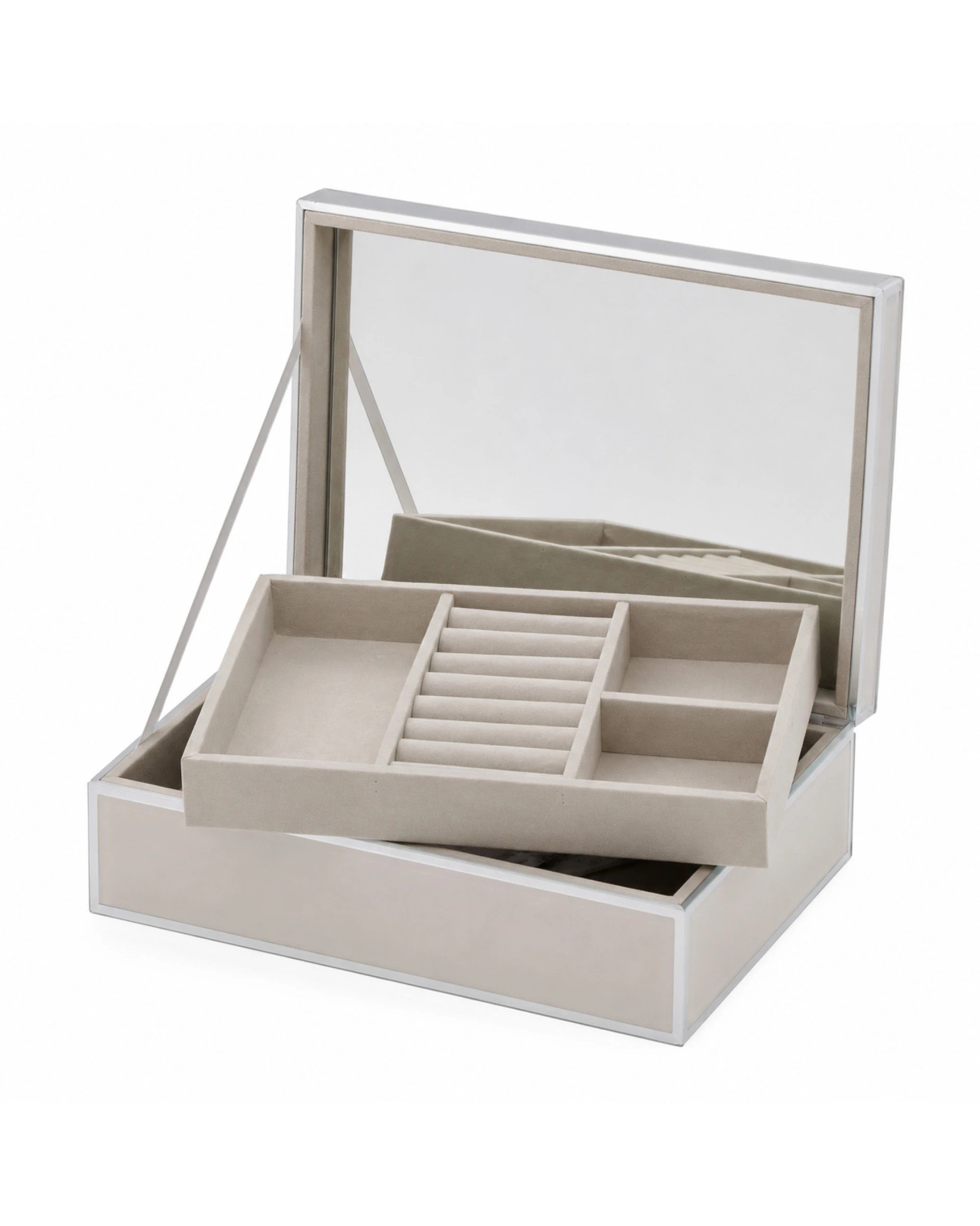 1 One Six Eight London Sara Jewellery Box - Cloud Grey - L - Grey, 1 of 6