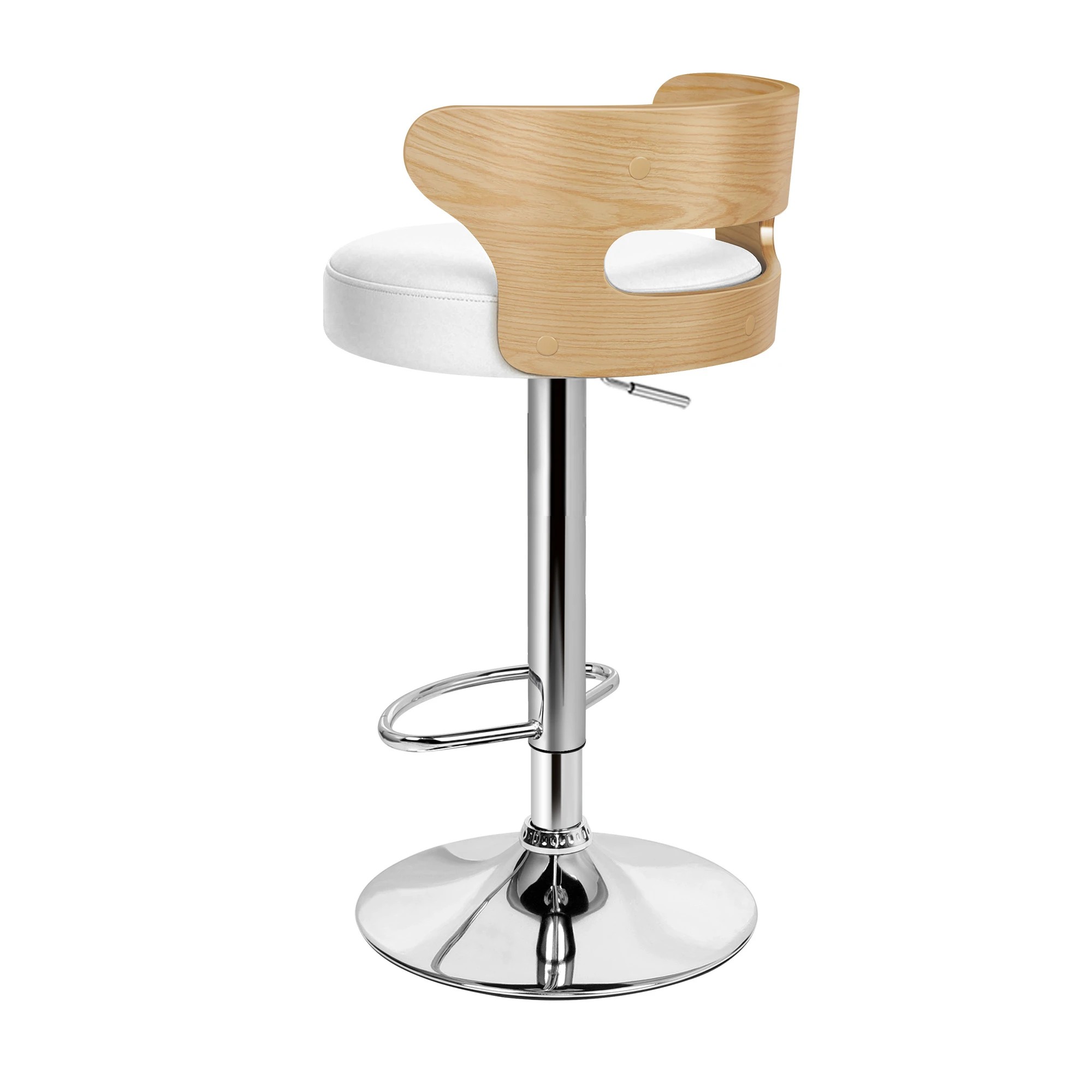 9 Alfordson 2x Bar Stools Kitchen Swivel chair Leather Gas lift - White, 9 of 9
