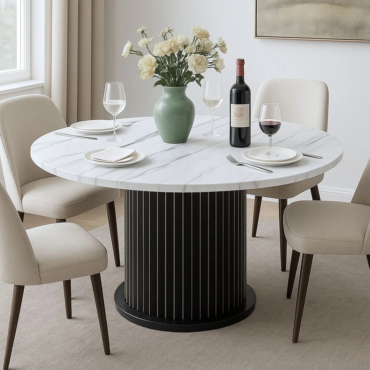 2 Ausway Modern Round Dining Table, 2 of 5