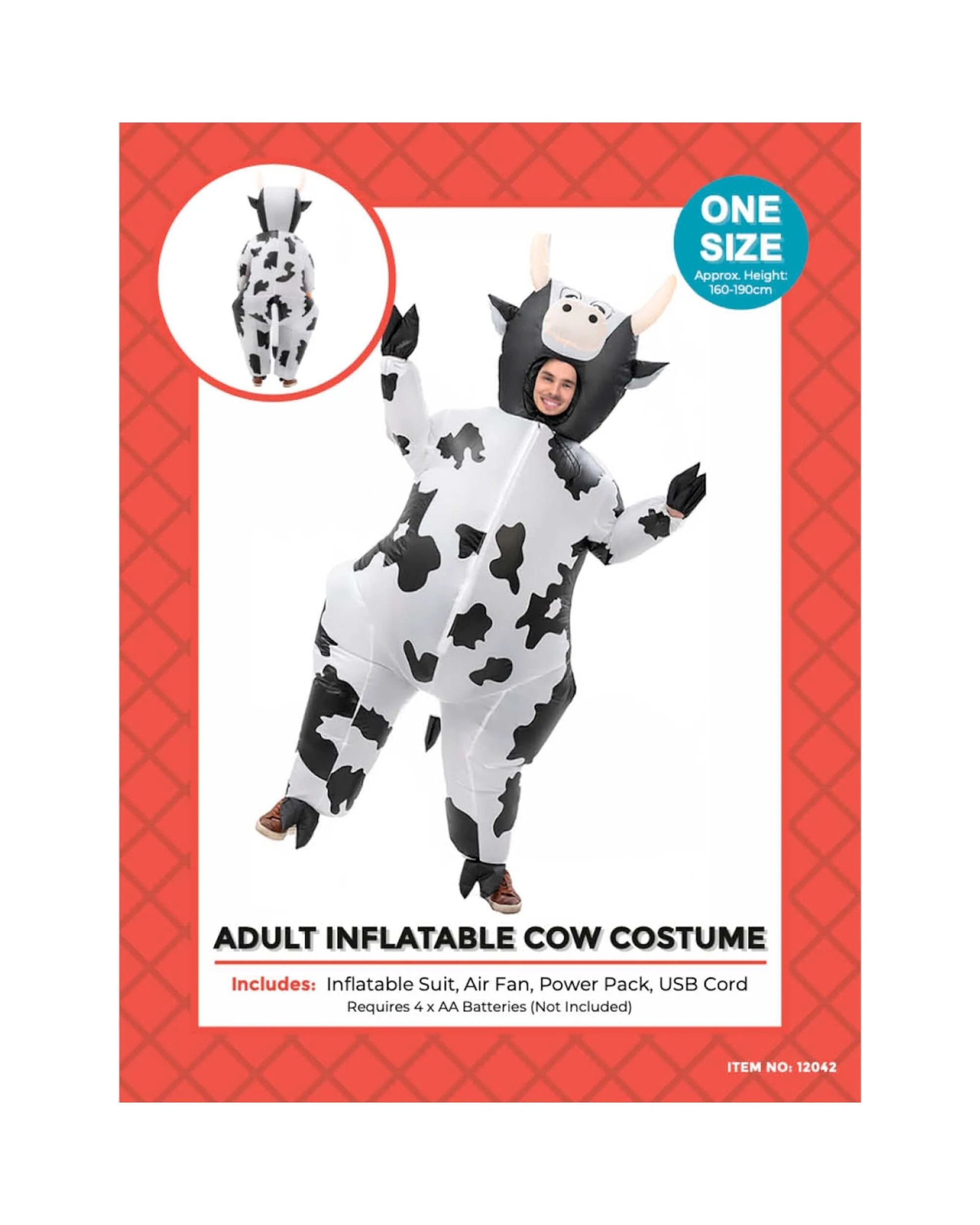 3 JD Party Inflatable Cow Adult Costume - One Size - Pattern, 3 of 3