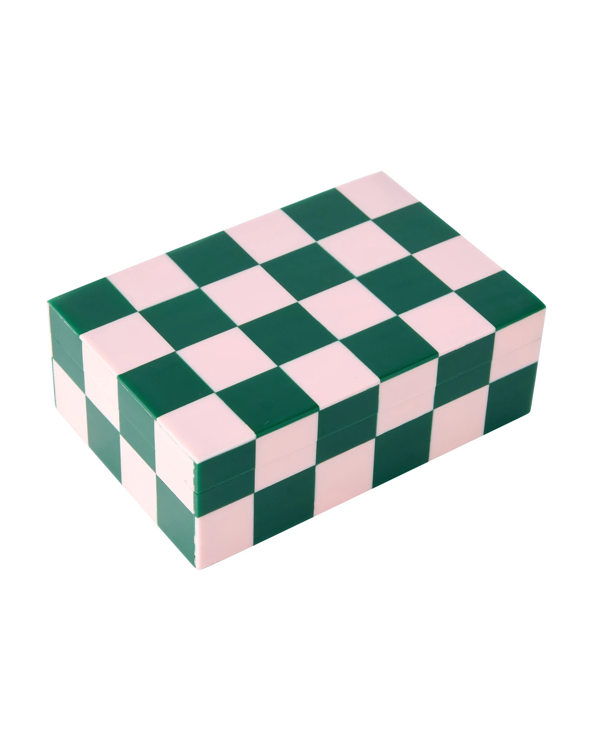 1 Green and Pink Check Decor Box, 1 of 6