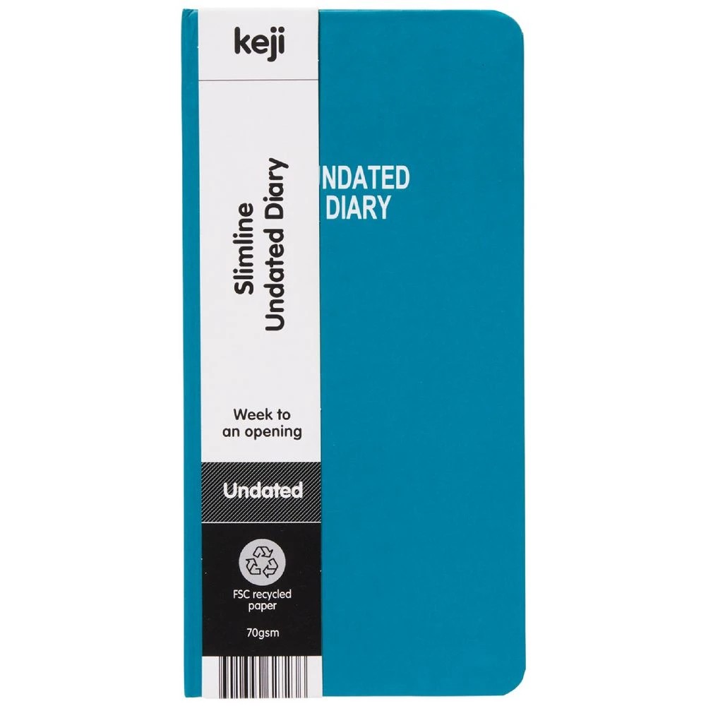 2 Keji Slim Week to View Undated Diary Teal, 2 of 6