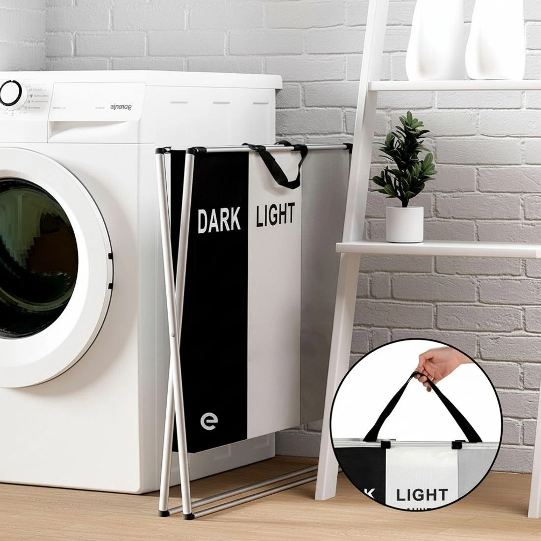 5 Artiss Laundry Basket Hamper Large Foldable Washing Clothes Storage 3 Sections - Multi, 5 of 6