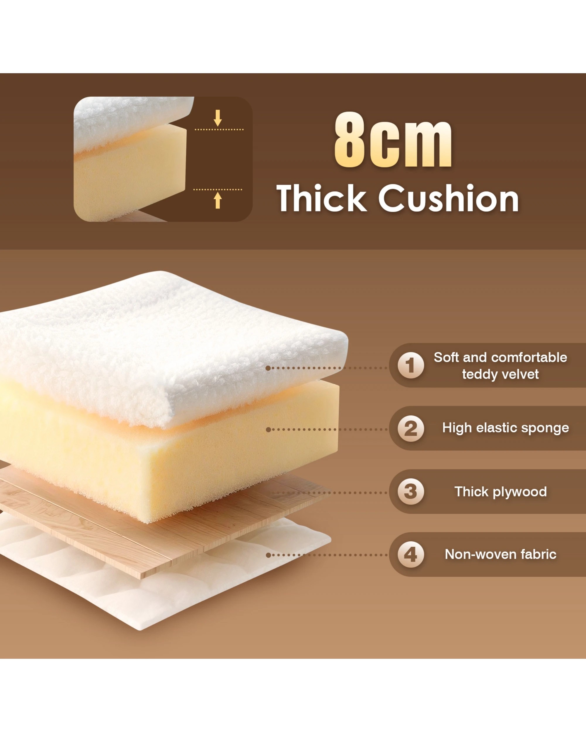 2 Advwin Set of 4 Dining Chairs Velvet Upholstered Padded Seat White, 2 of 4