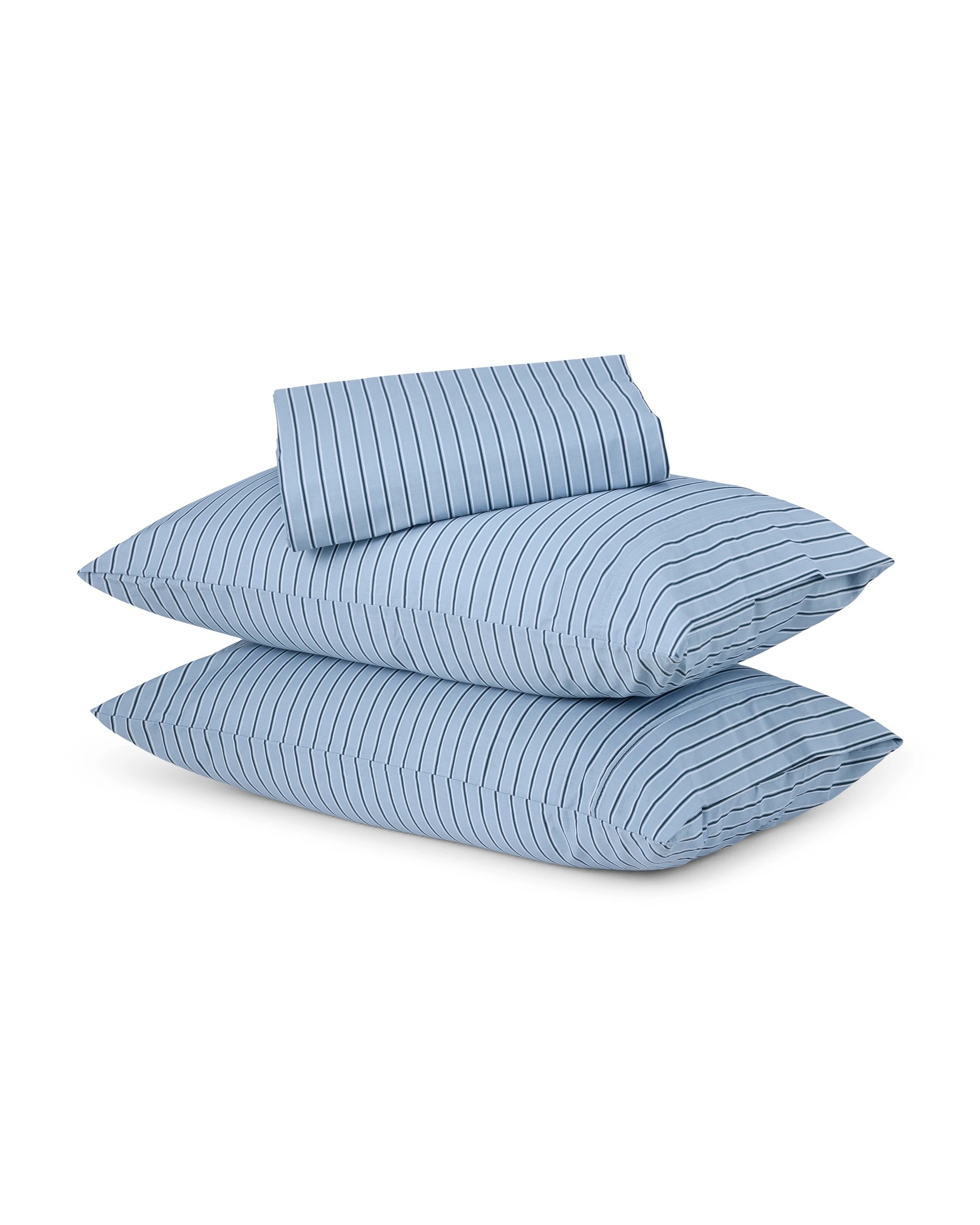 1 225 Thread Count Stripe Cotton Sheet Set - King Bed, Blue, 1 of 6