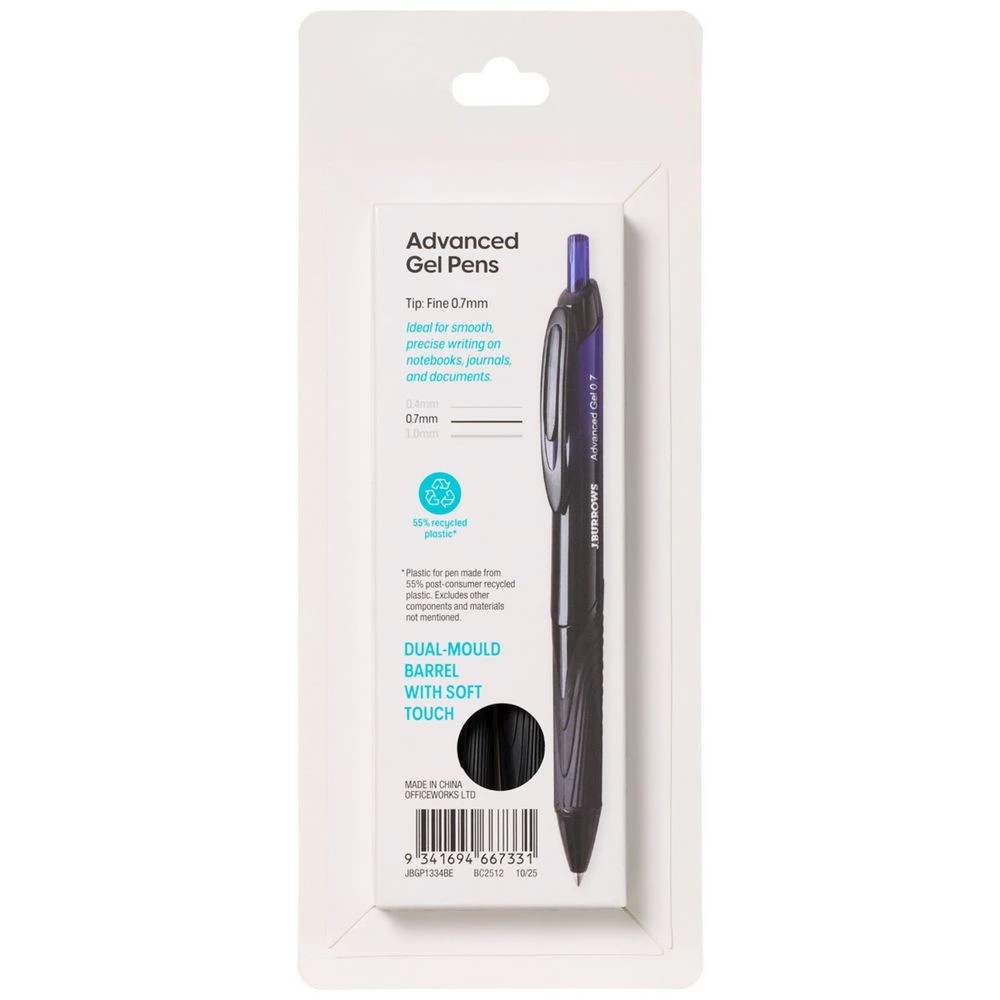 4 J.Burrows Retractable Advanced Gel Pen Blue 4 Pack, 4 of 5