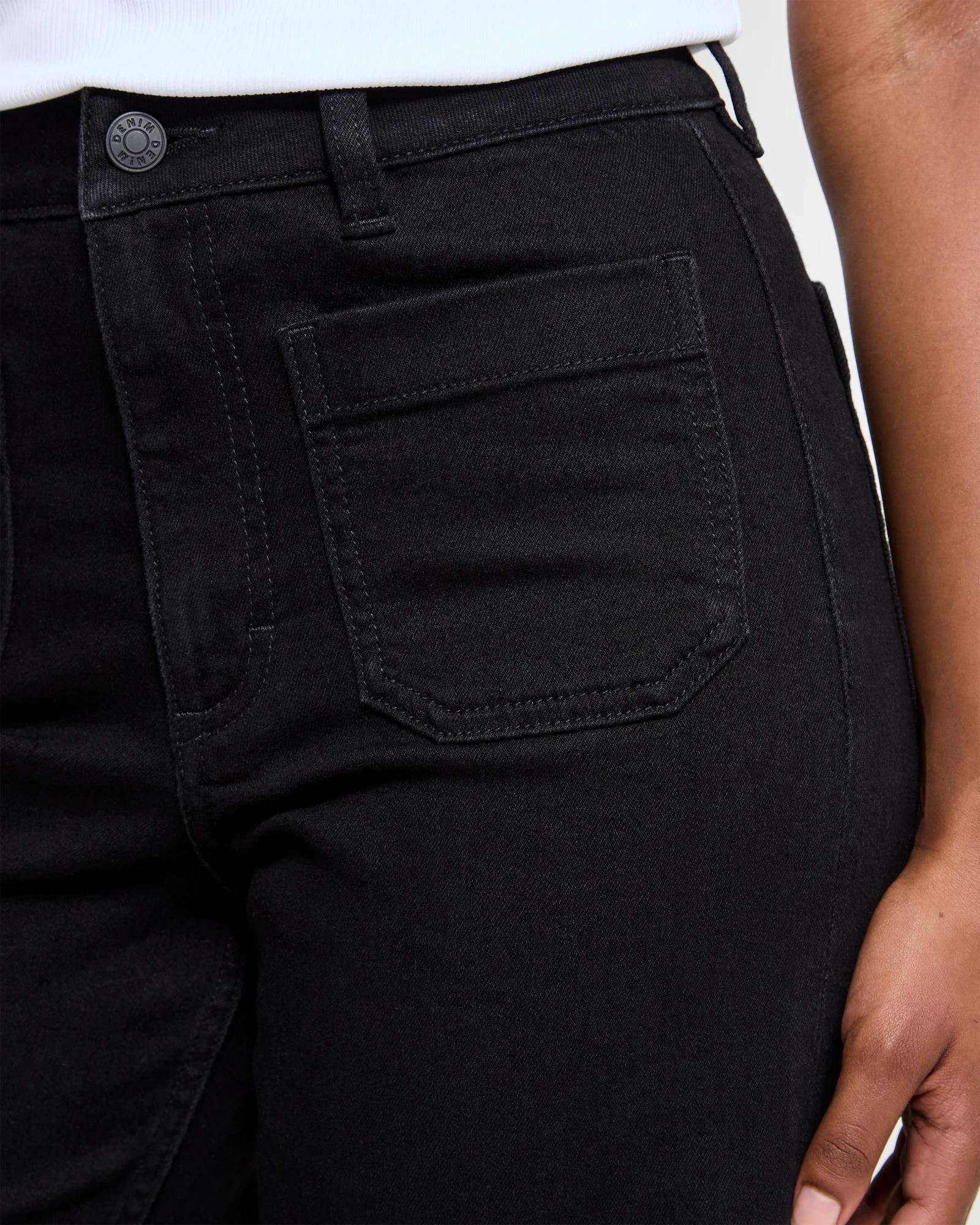 3 Target Petites Full Length Wide Leg Denim Jeans - Mila BLACK, 3 of 6