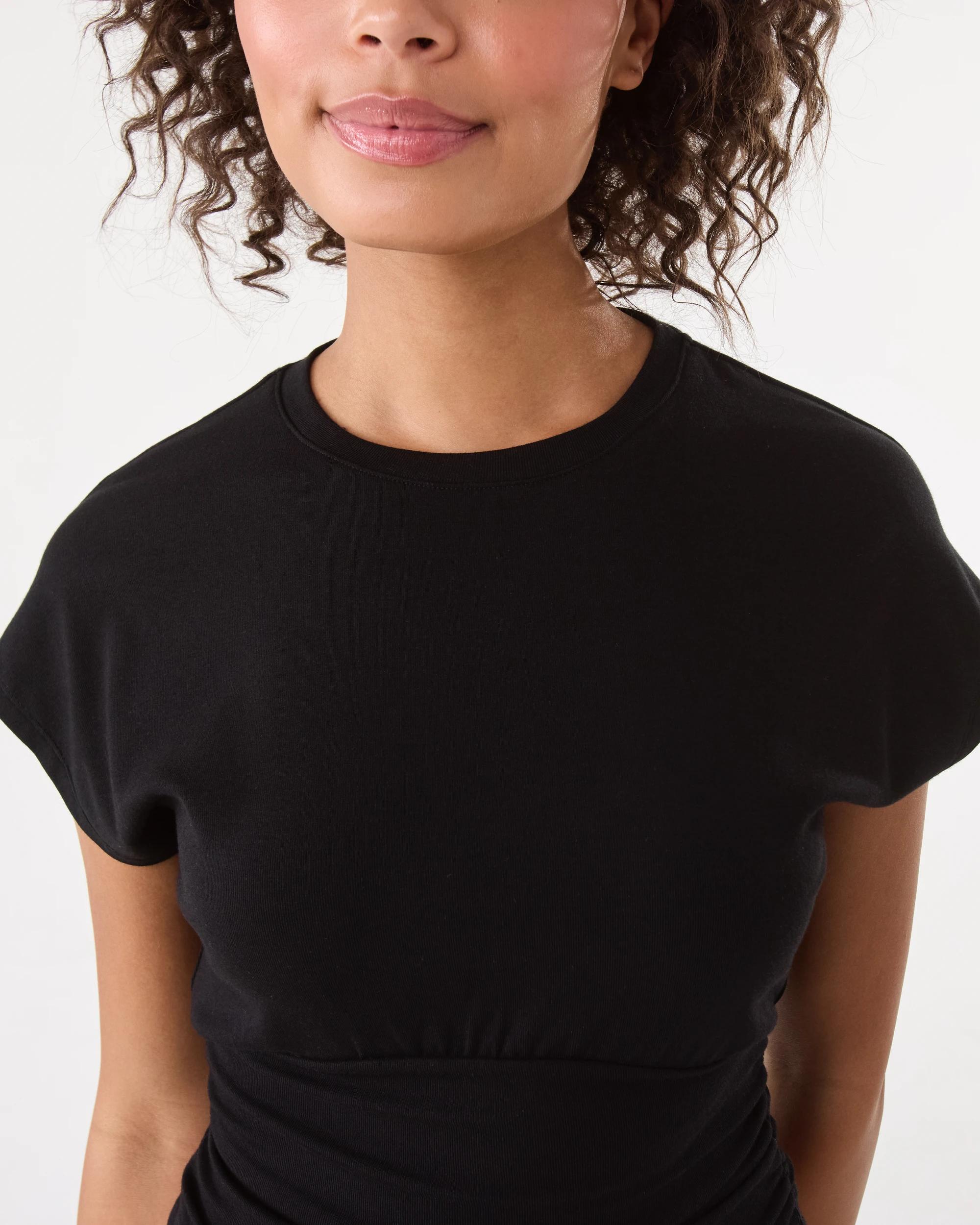 6 Short Sleeve Gathered Fitted T-shirt Black, 6 of 7