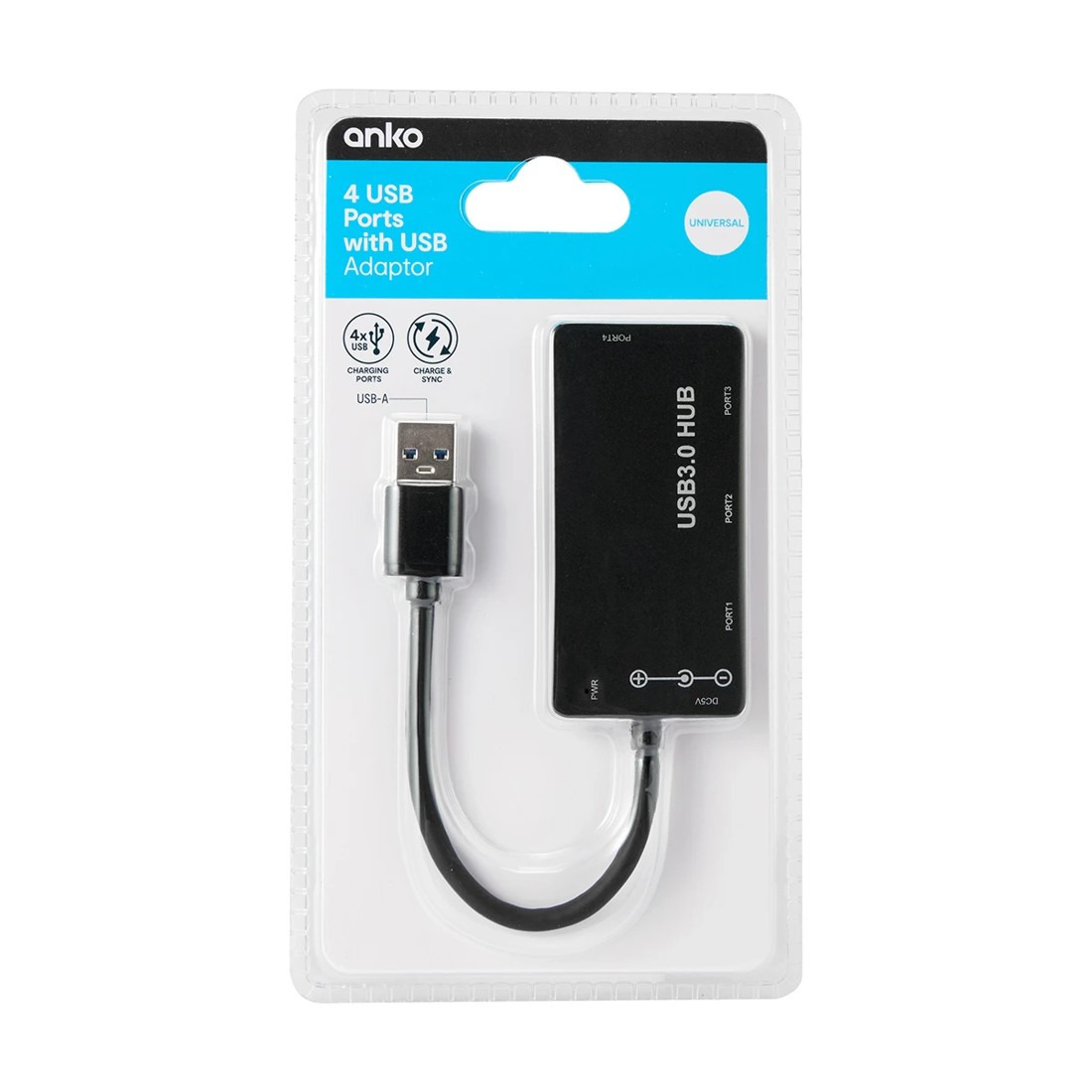 5 4 Port USB 3.0 Hub - Black, 5 of 5