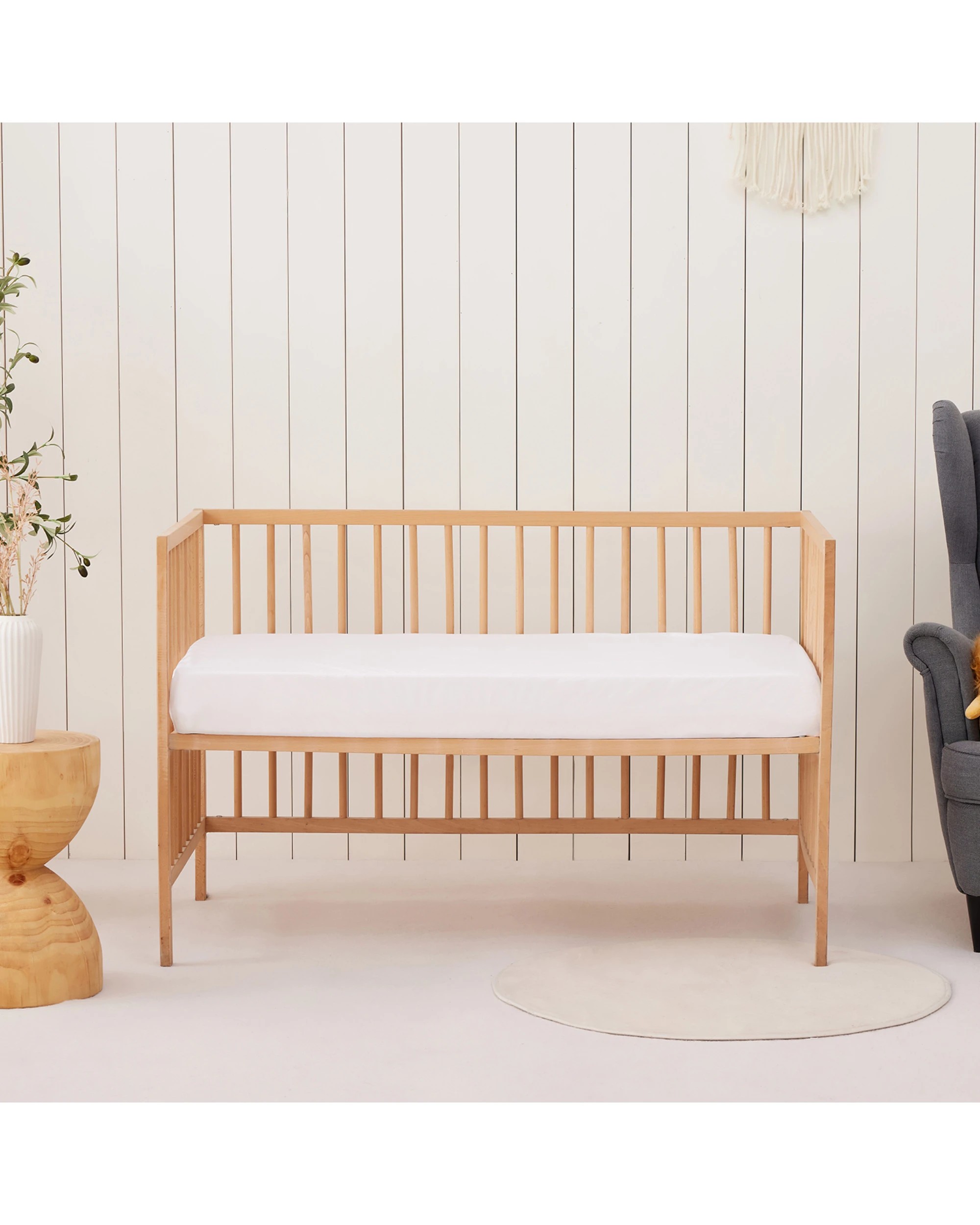 1 Dreamaker Baby Bamboo Cotton Jersey Waterproof Mattress Protector - COT Boori Size - White, 1 of 7