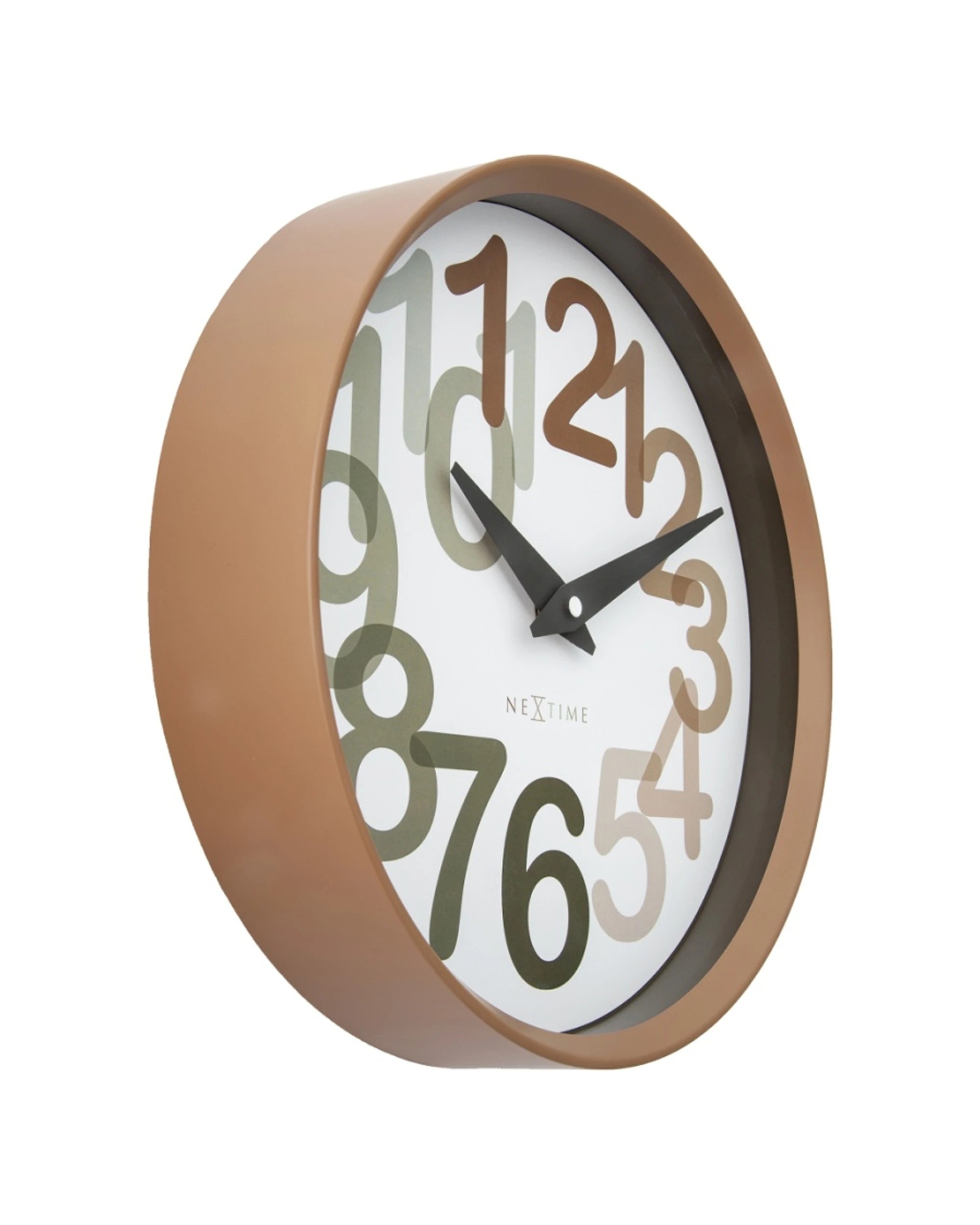 2 NeXtime Big Number Wall Clock Silent Analogue Modern Design 30cm Toffee - Brown, 2 of 7