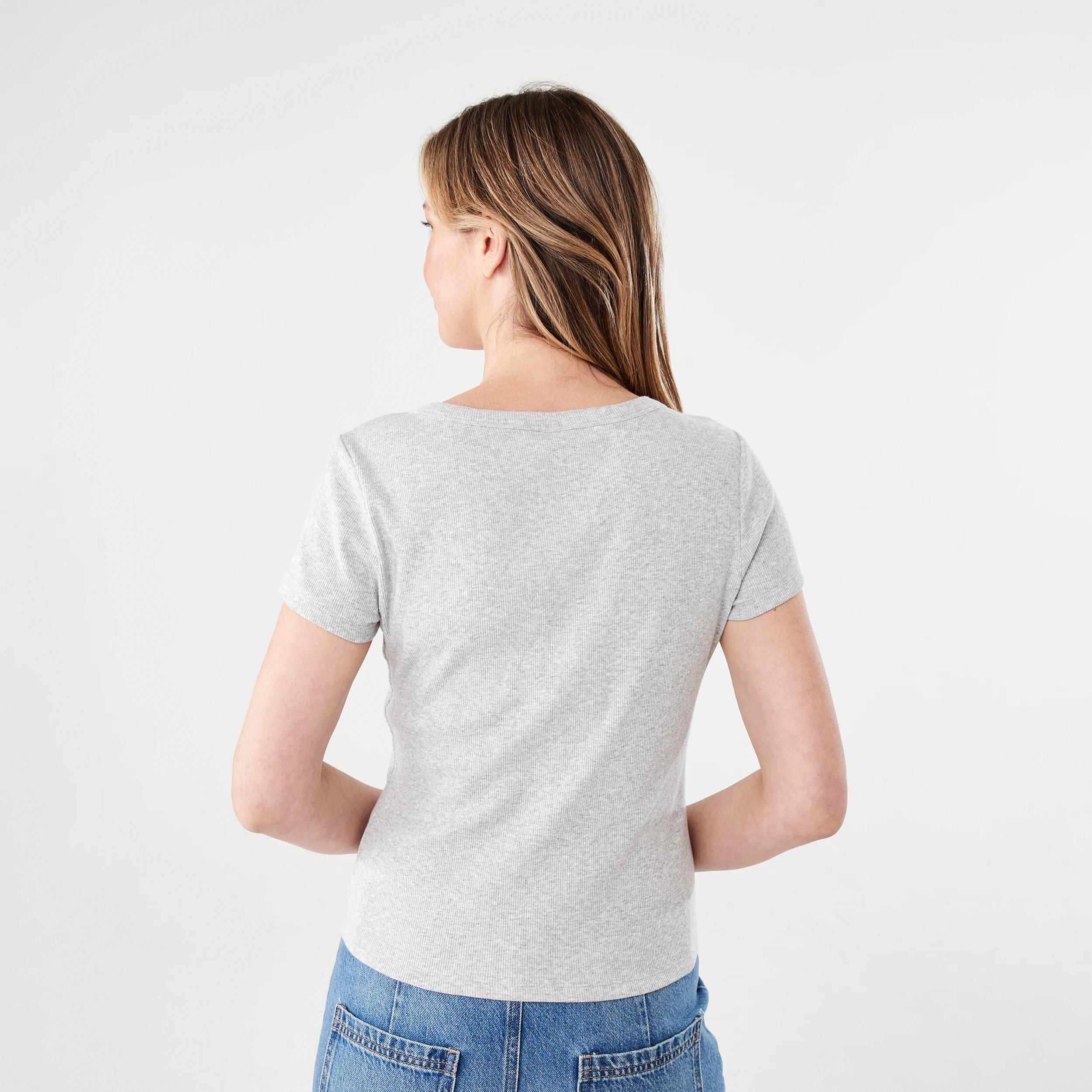3 Short Sleeve Rib Henley T-shirt SILVER MARLE, 3 of 6