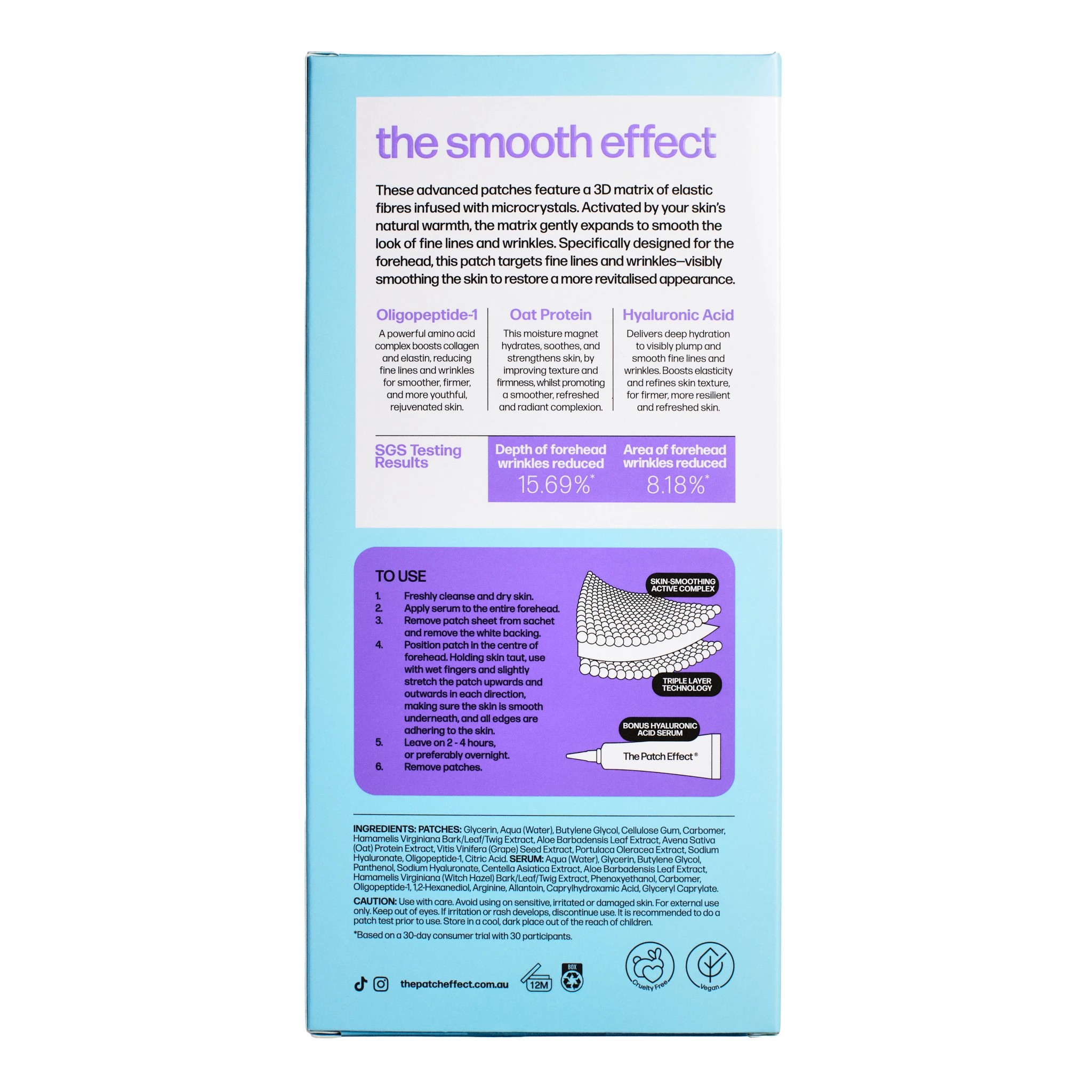 3 The Smooth Effect: The Patch Effect AquaRenewal Peptide Patch Kit for Forehead Area - Oligopeptide-1, Oat Protein and Hyaluronic Acid, 3 of 3