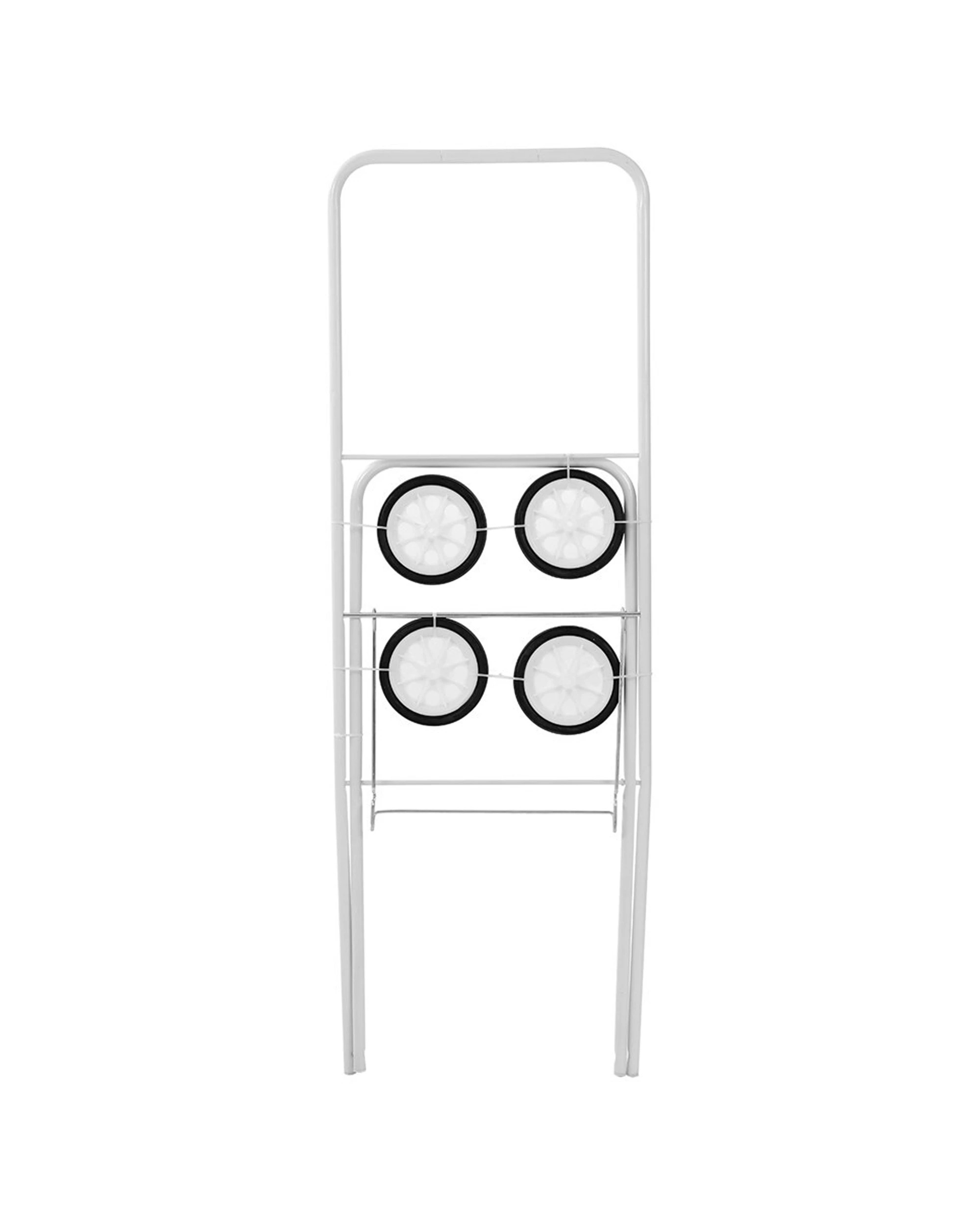2 Boxsweden Foldaway Laundry Trolley Lightweight Durable Metal Foldable 75cm - White, 2 of 4
