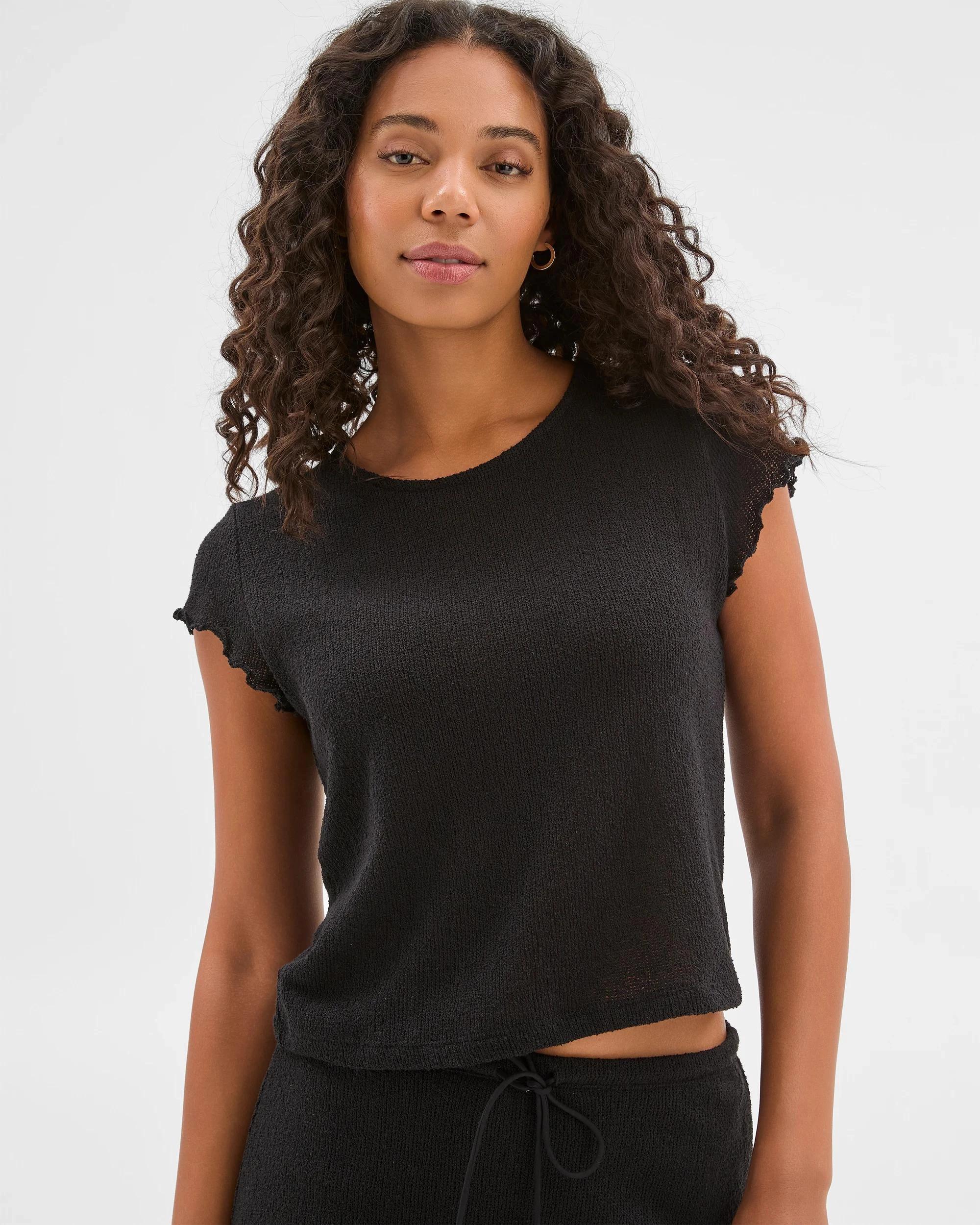 1 Target Australian Cotton Blend Textured Crew T-Shirt BLACK, 1 of 5