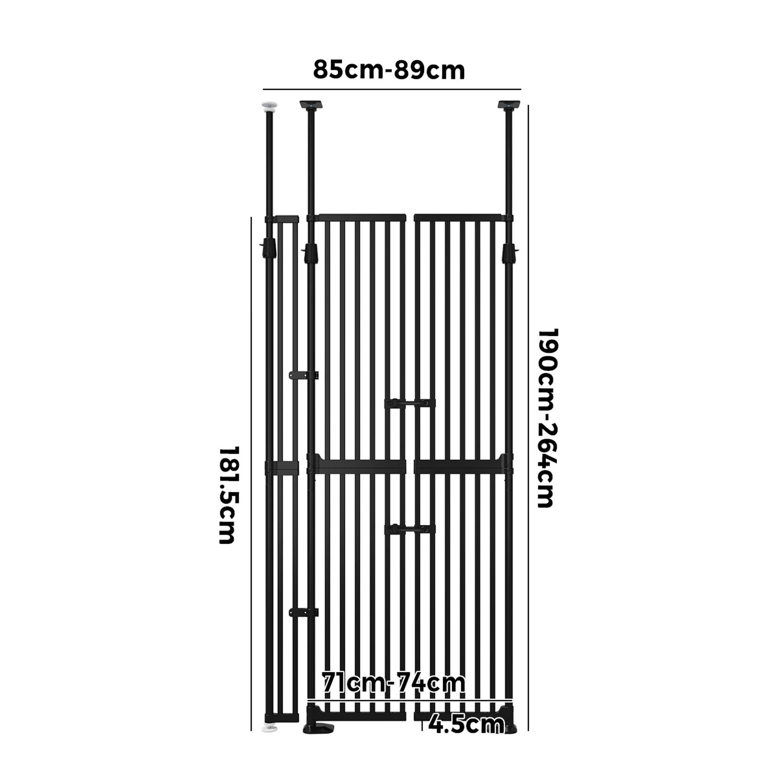 5 Alopet 190cm-264cm Retractable Safety Gate Pet Dog Cat Extra Tall Fence - Black, 5 of 5