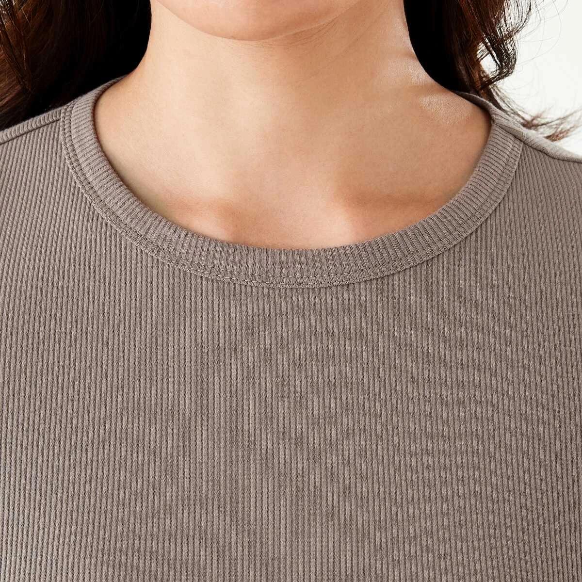 6 Long Sleeve Rib Crew T-shirt Taupe Brn, 6 of 6