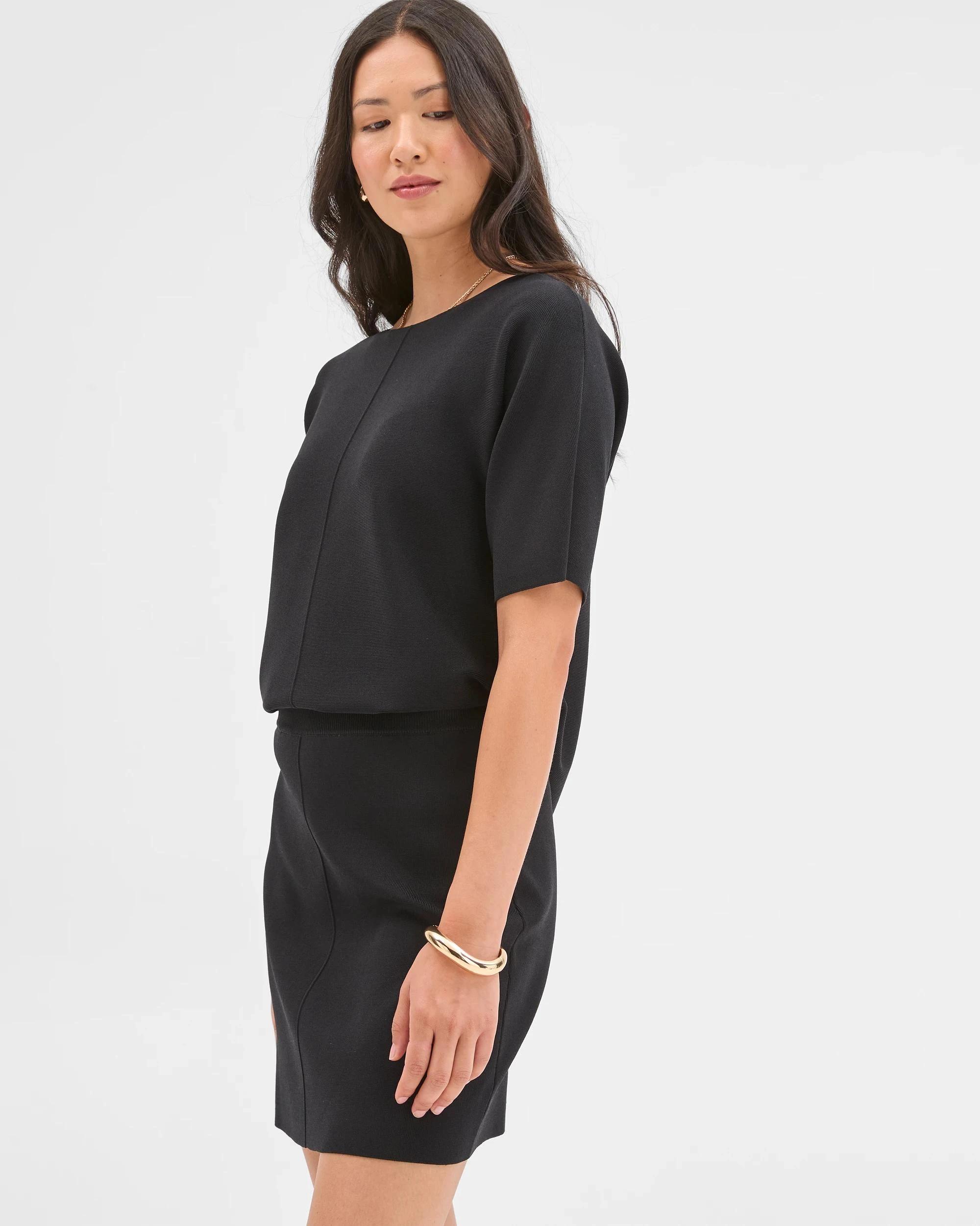 3 Preview Crepe Knit Mini Skirt BLACK, 3 of 6