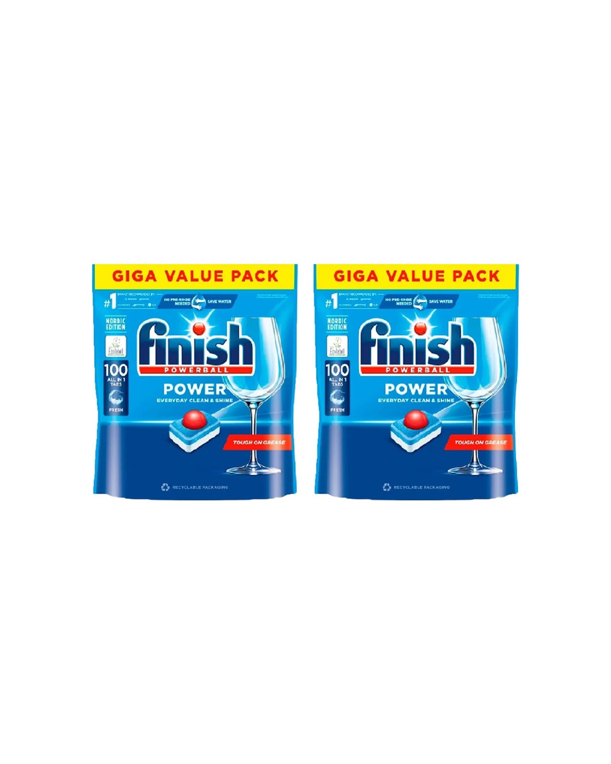 1 Finish Powerball Power Dishwasher Tablets Giga Value Pack 2x100 All-In-One, 1 of 3