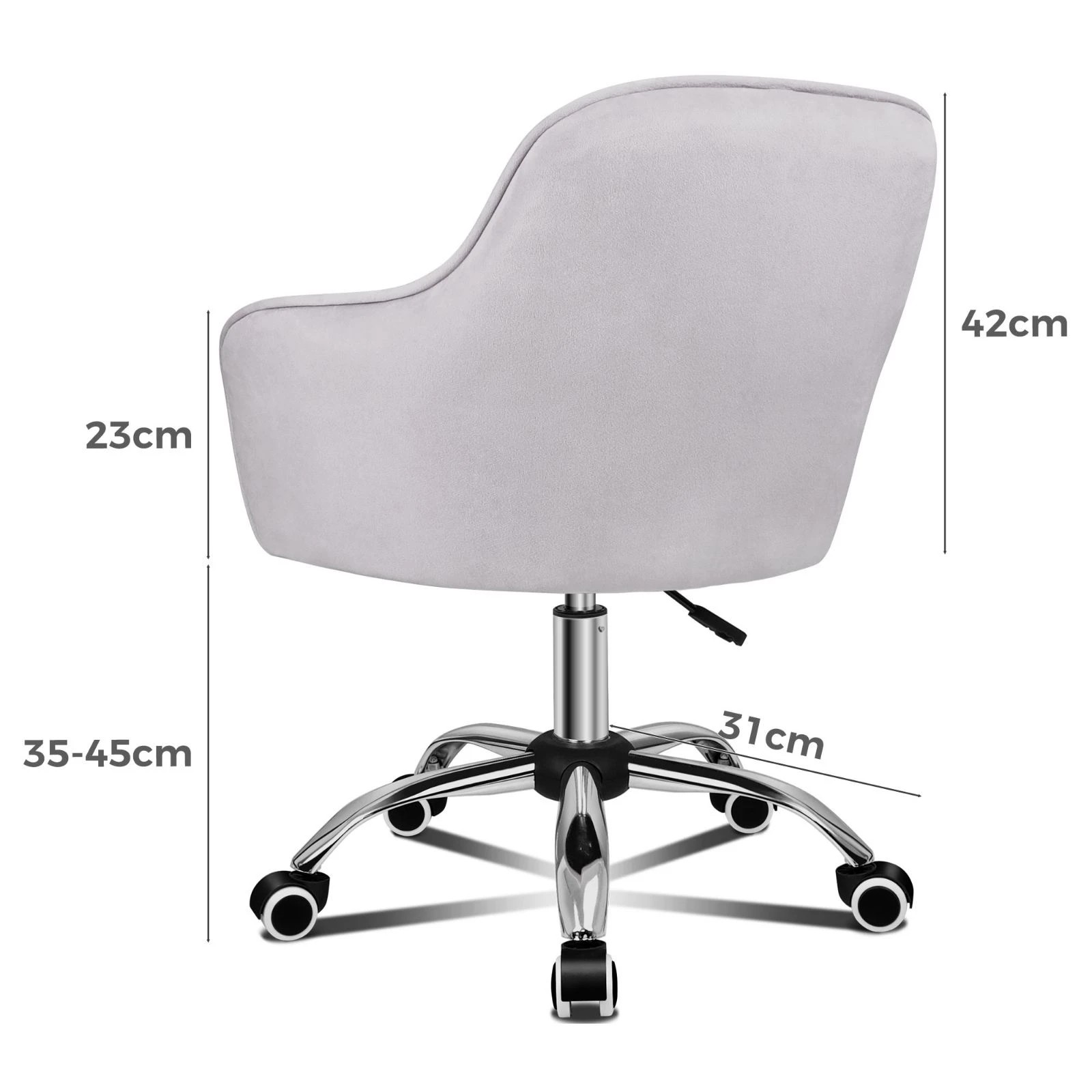 6 Alfordson Velvet Office Chair Fabric Armchair Computer Swivel Adult Kids - Grey, 6 of 10