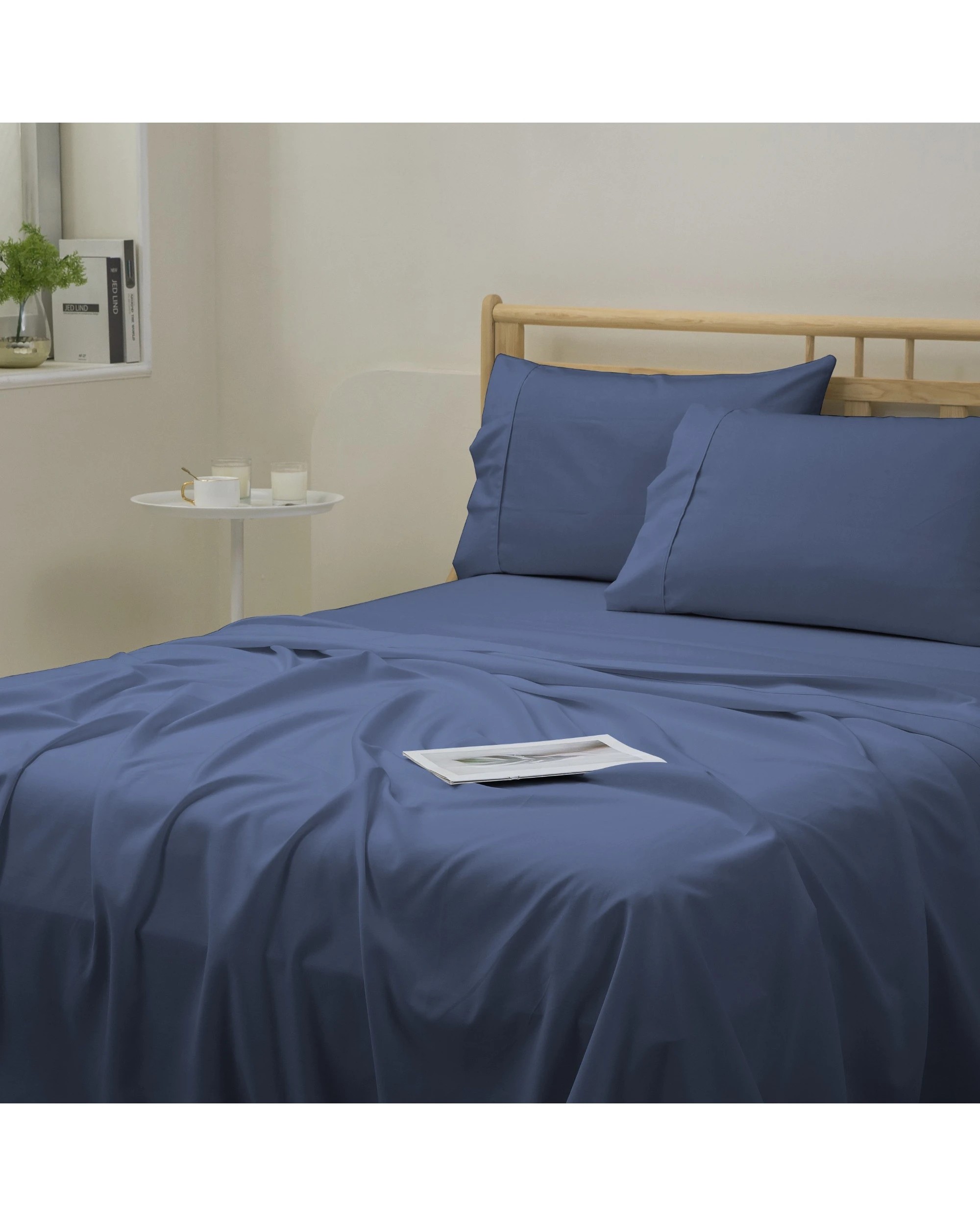 2 Dreamaker 1500TC Cotton Rich Sateen Sheet Set - King Single Bed - Navy, 2 of 6