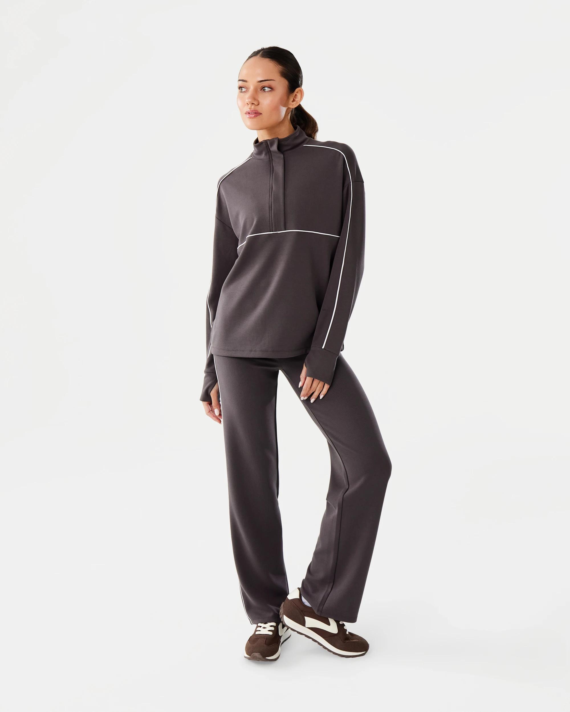 2 Active Womens Ribbed Scuba Long Sleeve Top Espresso, 2 of 8