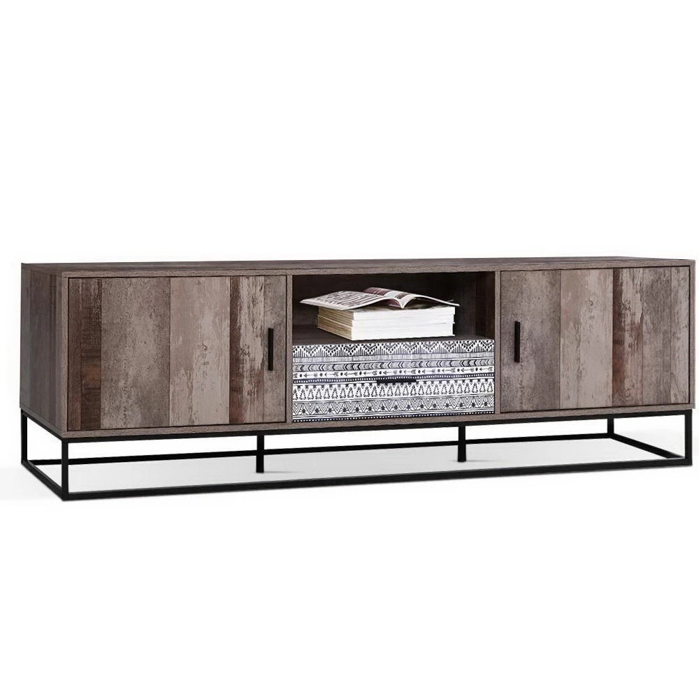 1 Artiss TV Cabinet Entertainment Unit 180cm Industrial - Brown, 1 of 7