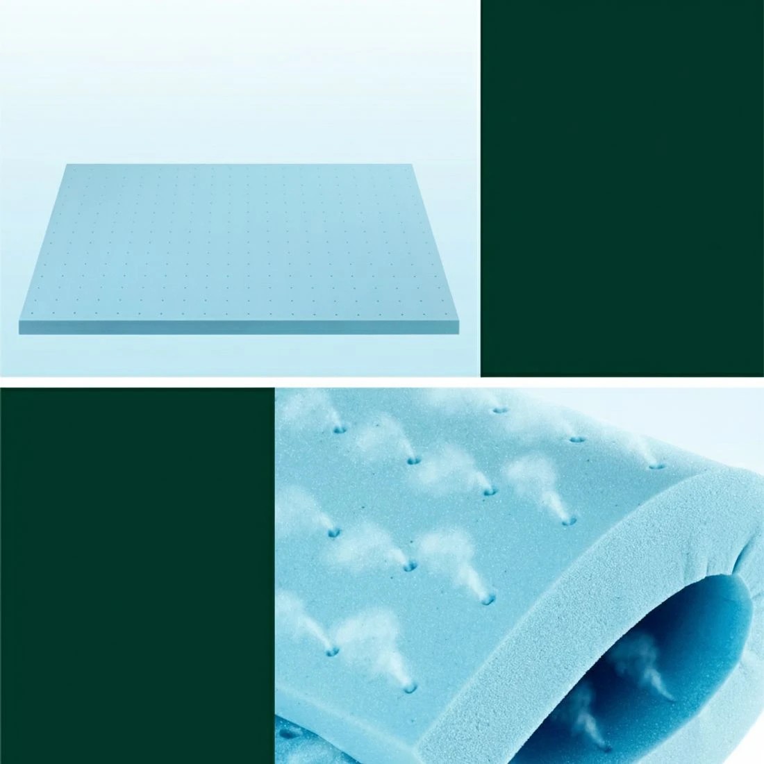 4 Giselle Bedding Memory Foam Mattress Topper Ventilated Cool Gel 8cm Double - Double Bed - Blue, 4 of 7