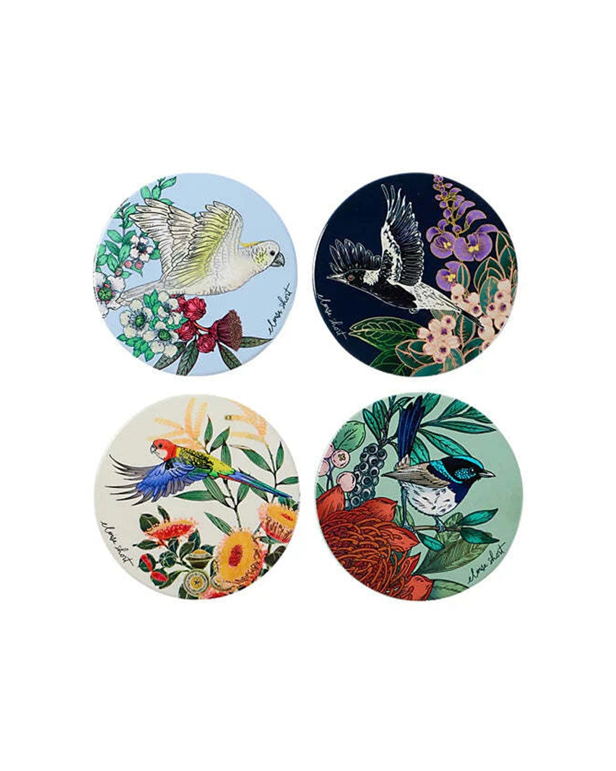 1 Maxwell & Williams 4PK Eloise Short Native Grace Ceramic Coaster Set - Natural, 1 of 3