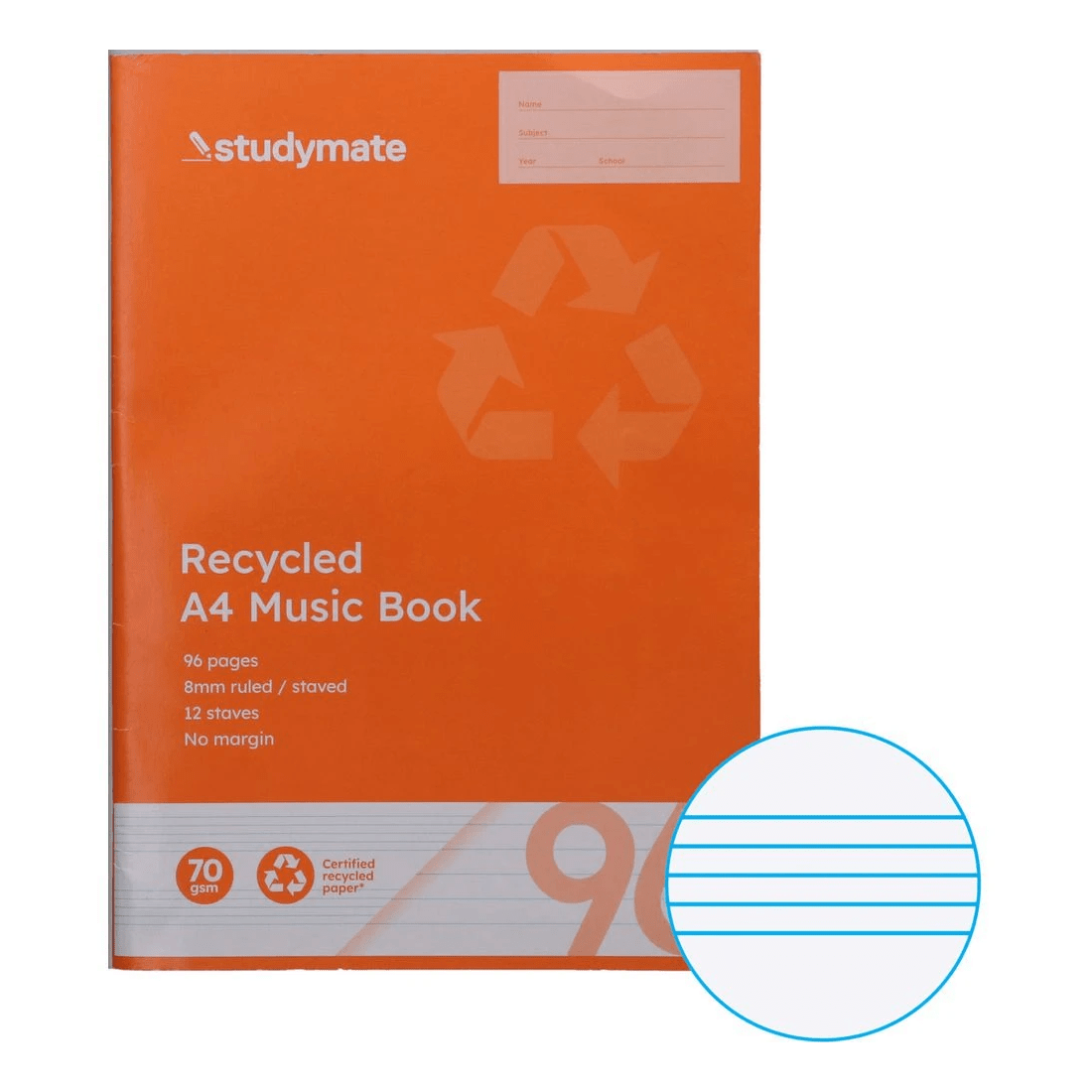 1 Studymate A4 Recycled Music Book 96 Page, 1 of 4