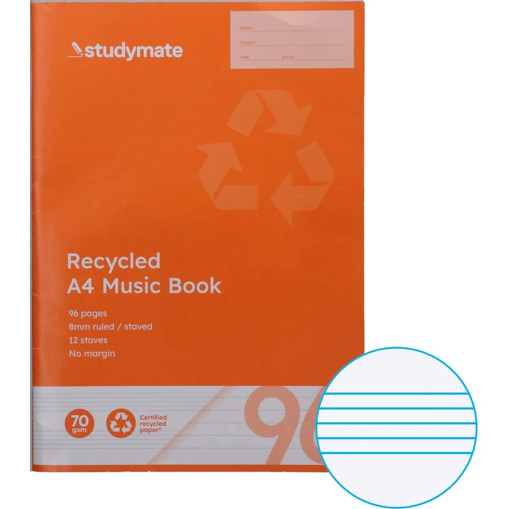 1 Studymate A4 Recycled Music Book 96 Page, 1 of 4