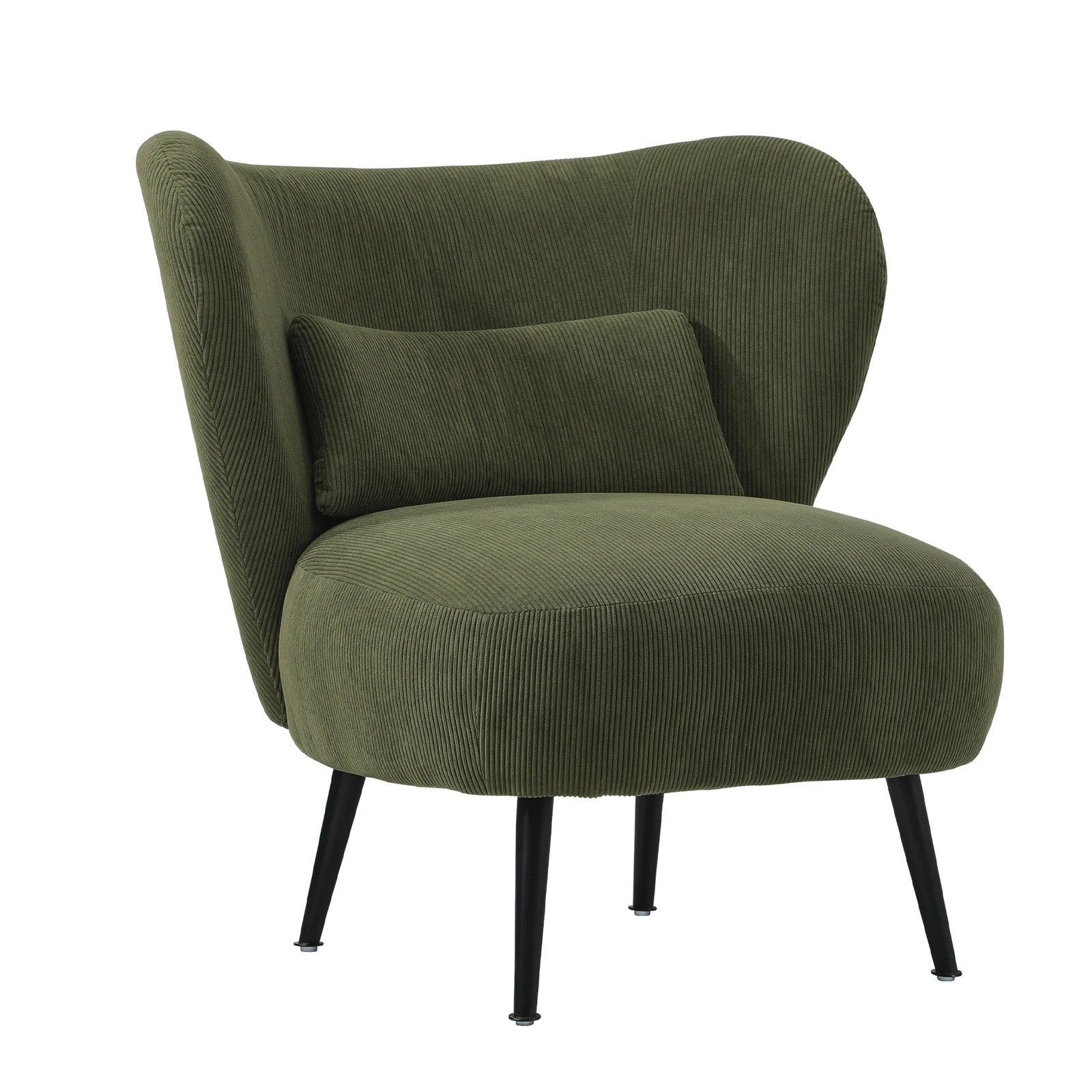 6 Oikiture 2x Armchair Lounge Chair With Lumbar Pillow Wingback Velvet
 - Green, 6 of 10