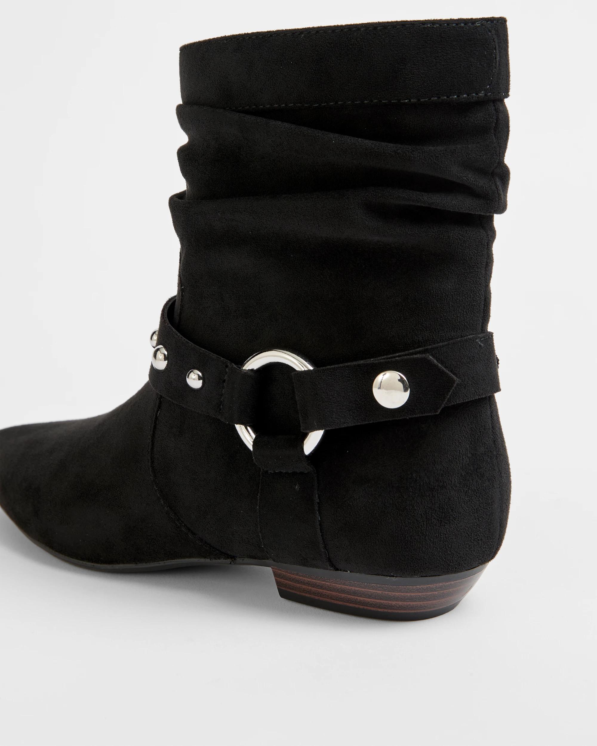 3 Target Woman Studded Low Heel Boot - Cleo BLACK MICROSUEDE, 3 of 3