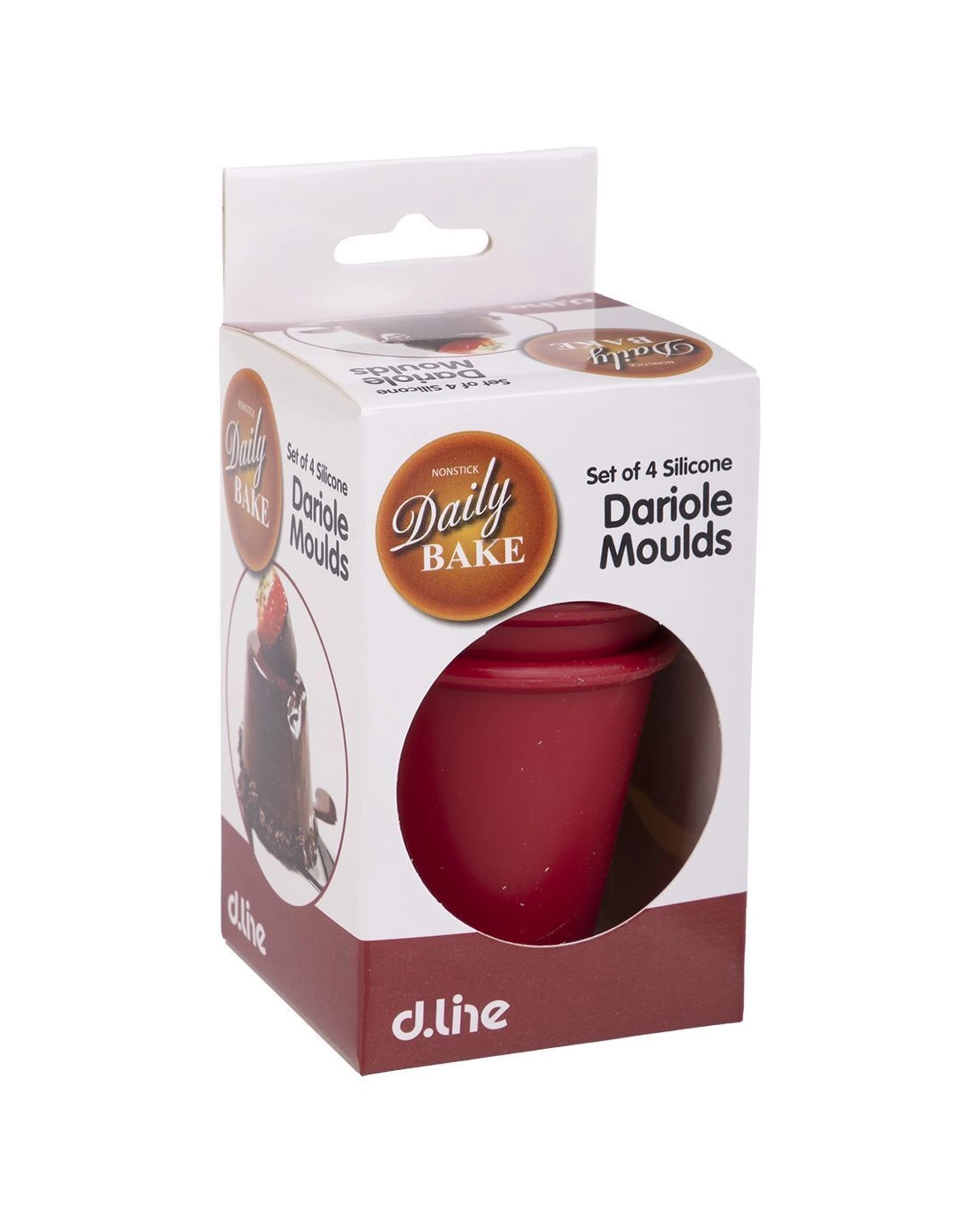 2 D.line 4 Pack Daily Bake Silicone Dariole Mould 120ml Non Stick Oven Safe - Red, 2 of 3